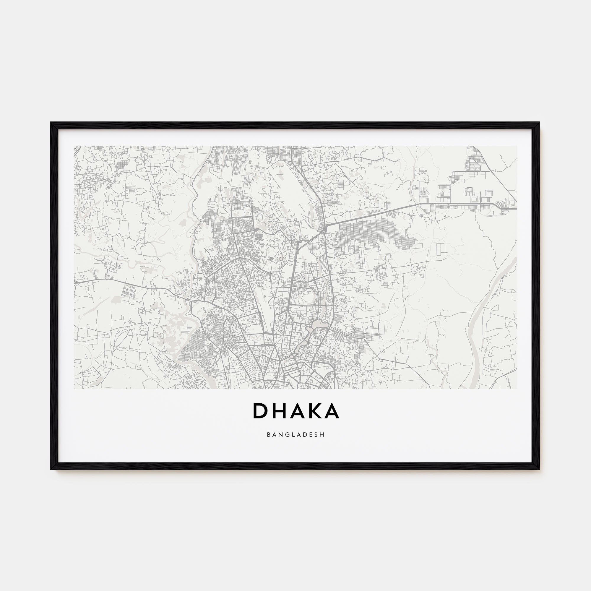 Dhaka Map Landscape Poster