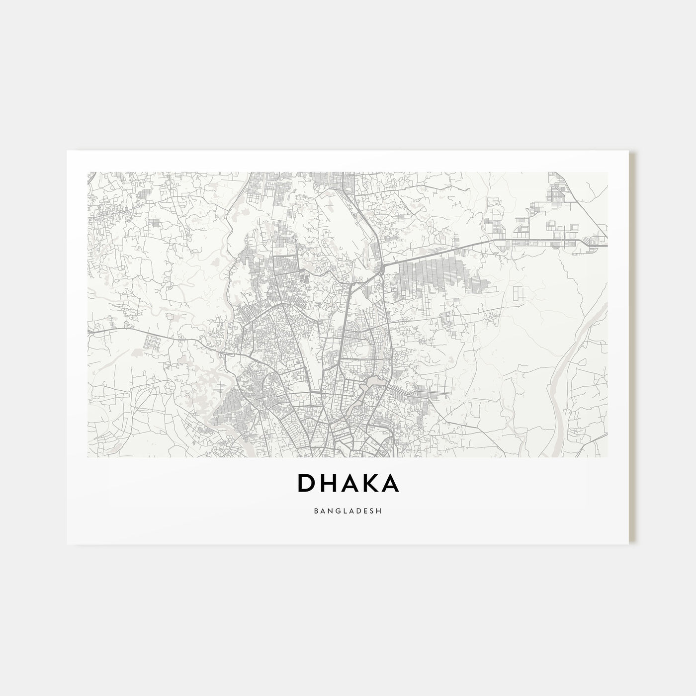 Dhaka Map Landscape Poster