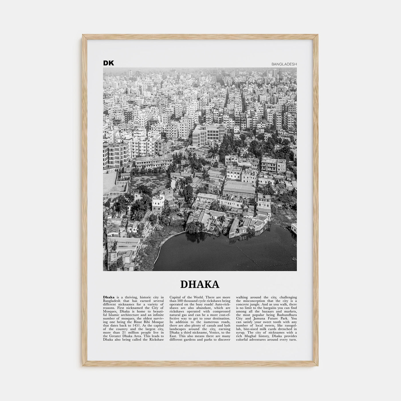 Dhaka Travel B&W Poster