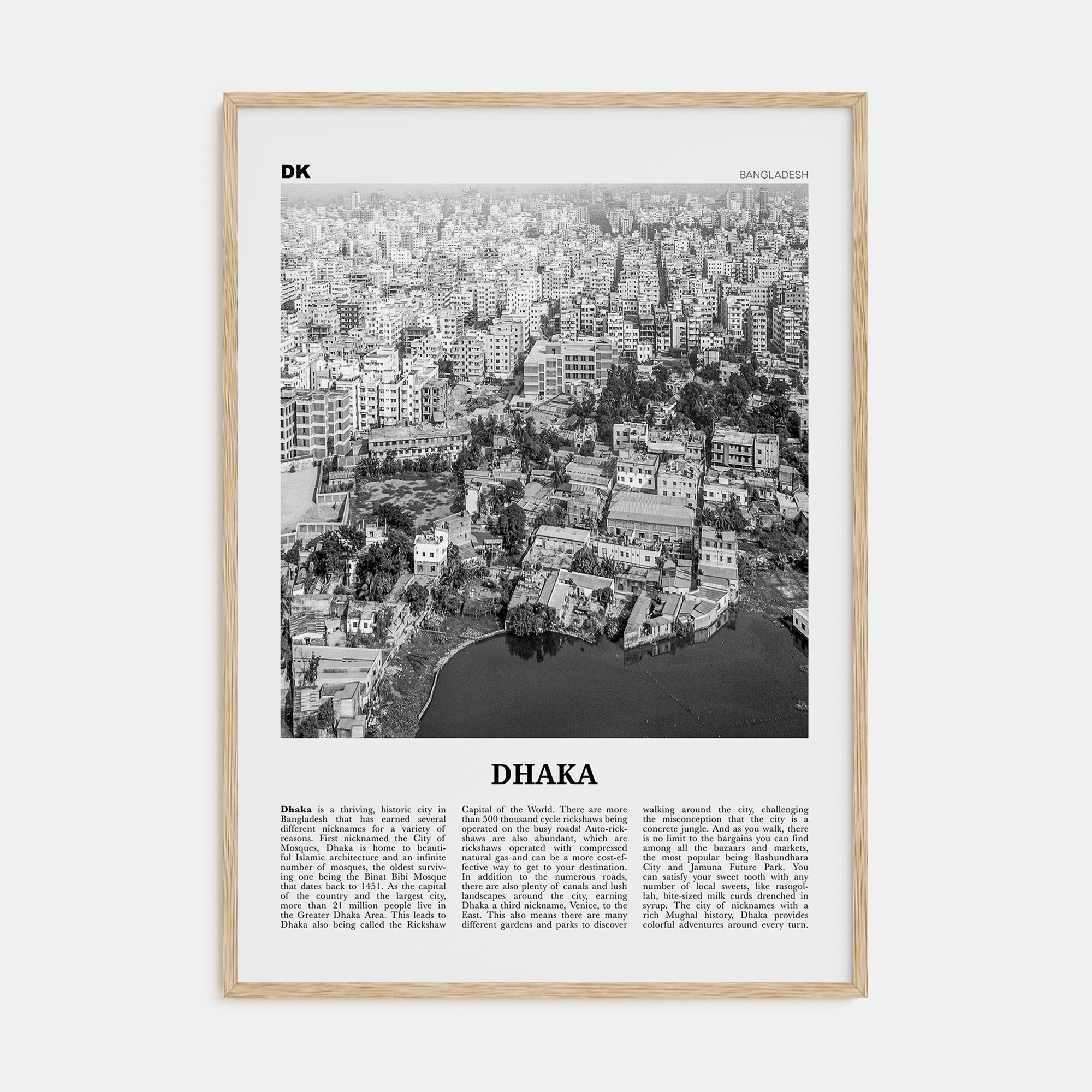 Dhaka Travel B&W Poster