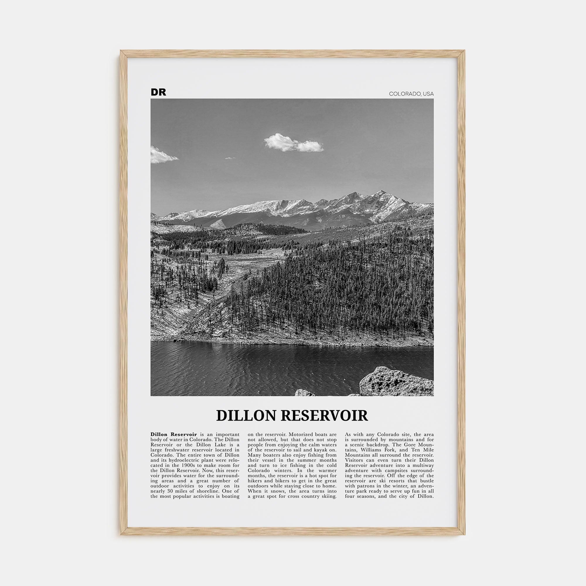 Dillon Reservoir Travel B&W Poster
