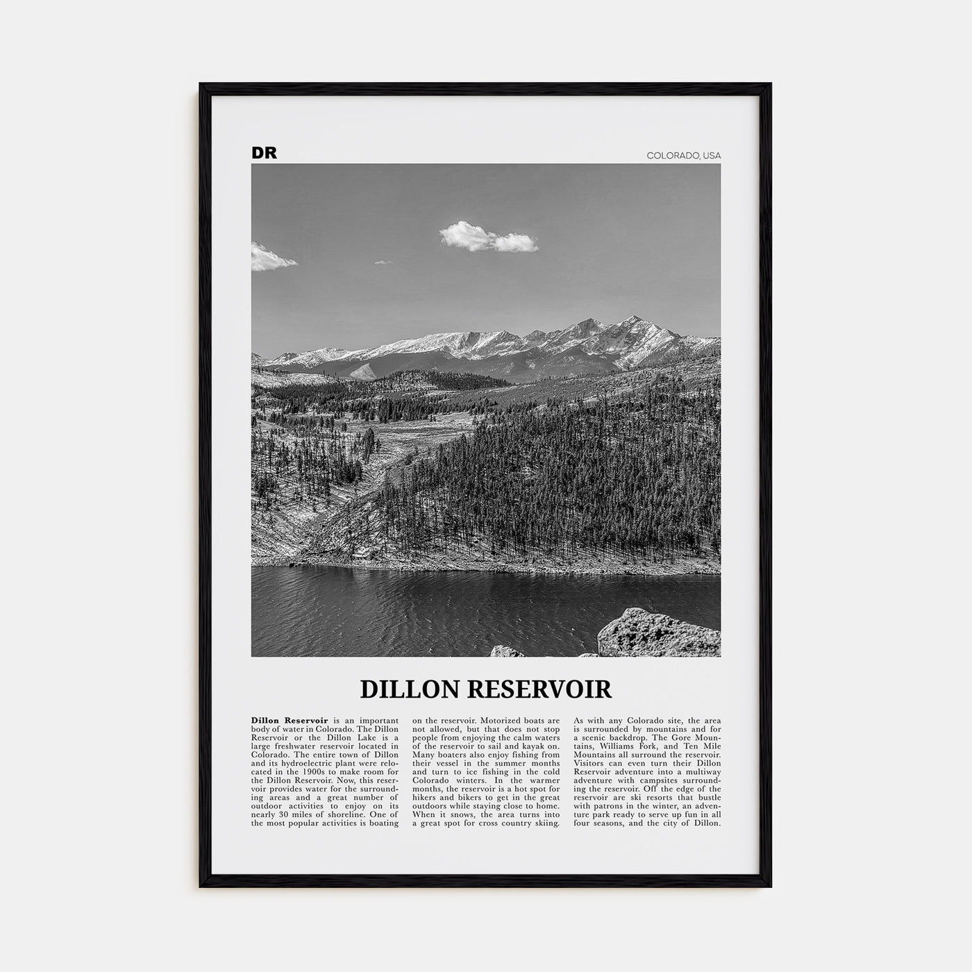 Dillon Reservoir Travel B&W Poster