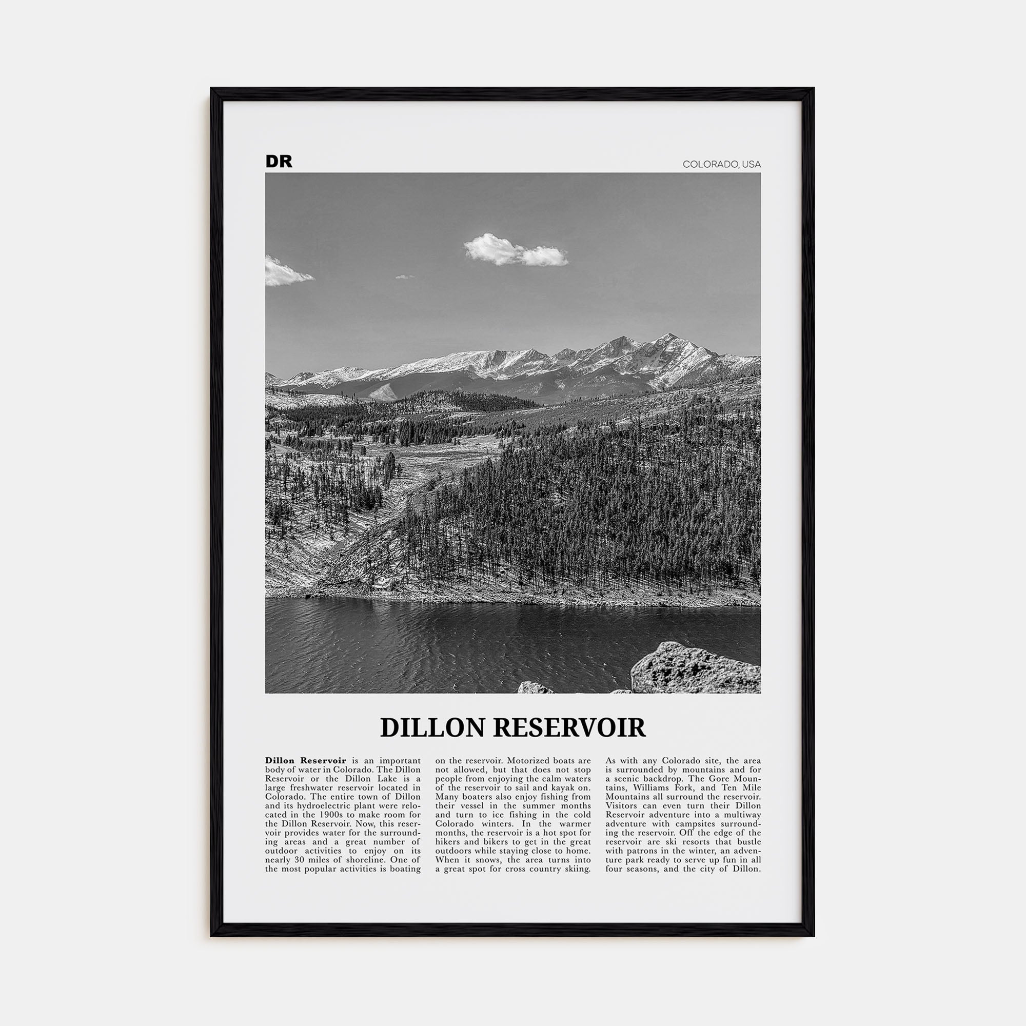 Dillon Reservoir Travel B&W Poster