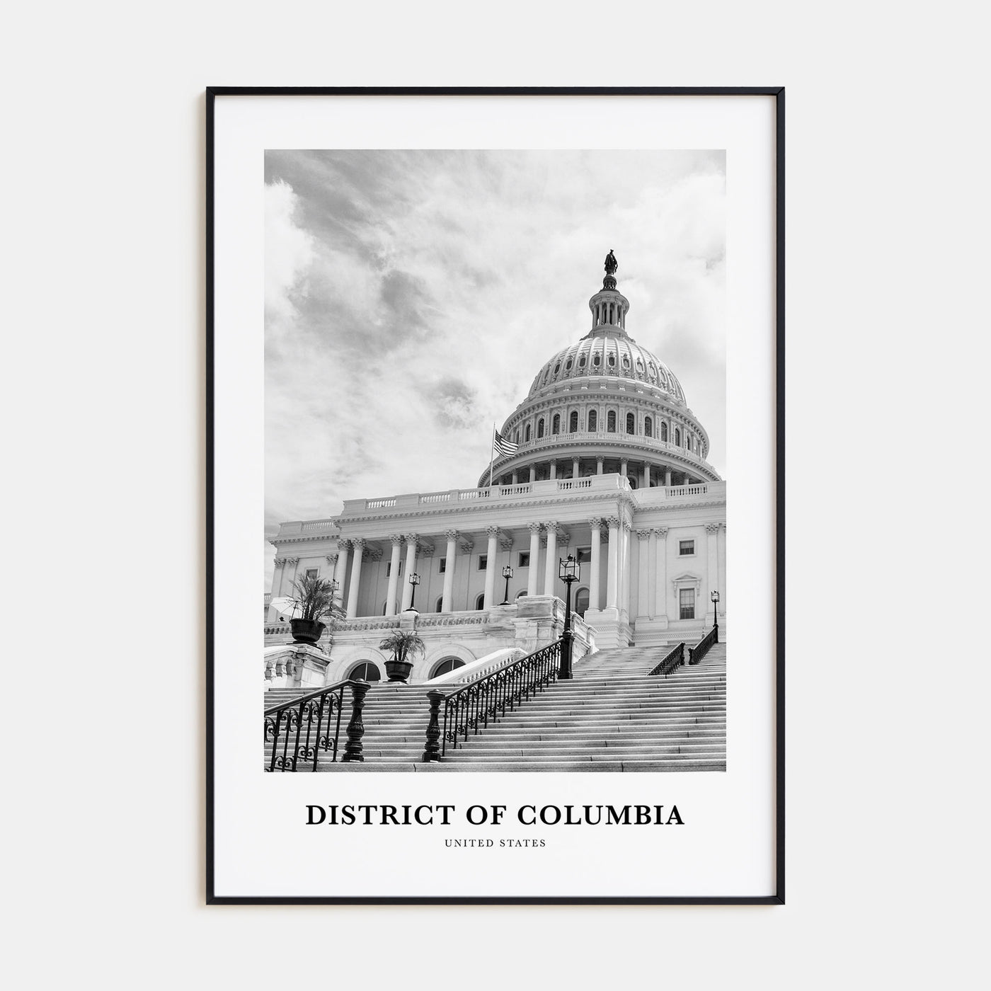 District of Columbia Portrait B&W Poster