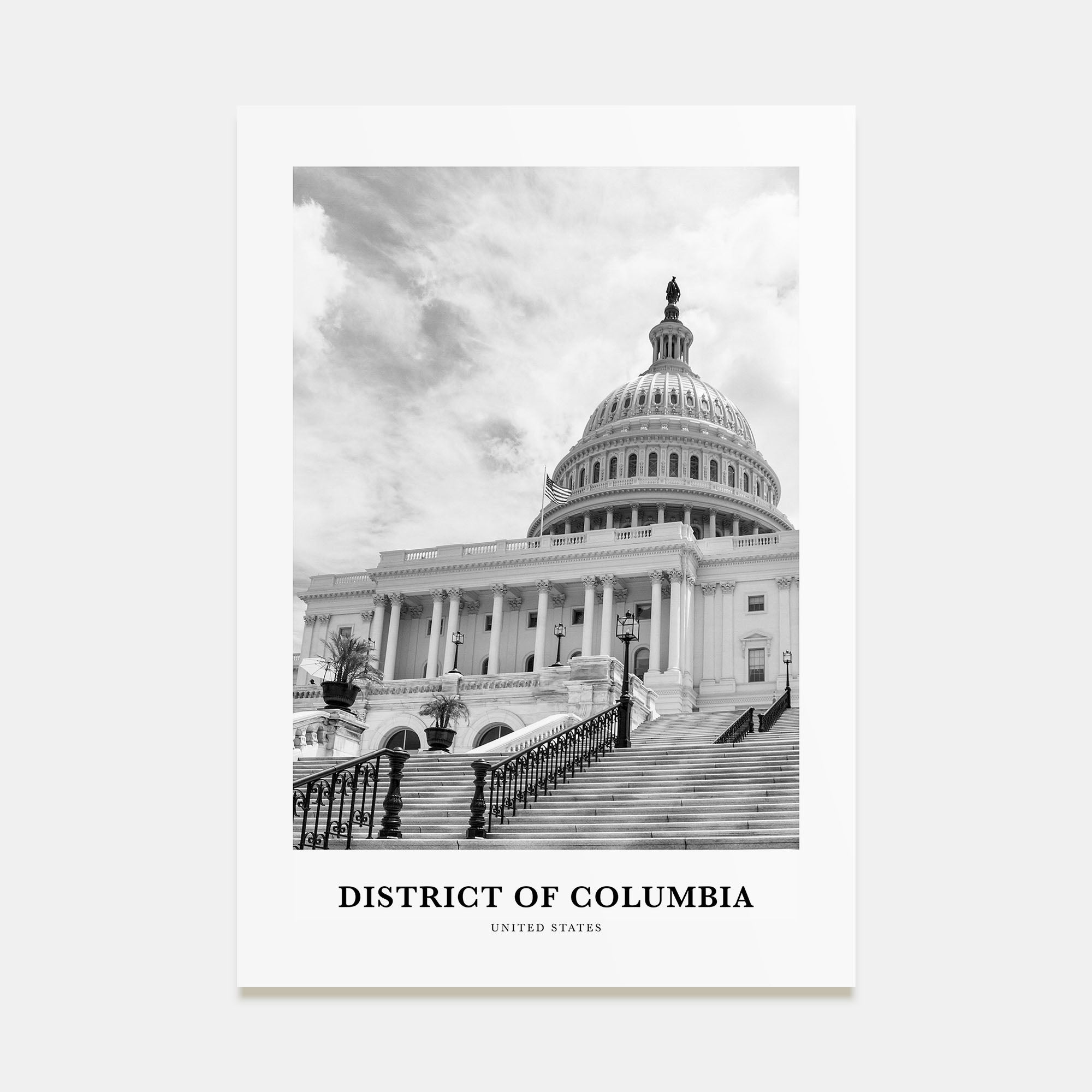 District of Columbia Portrait B&W Poster