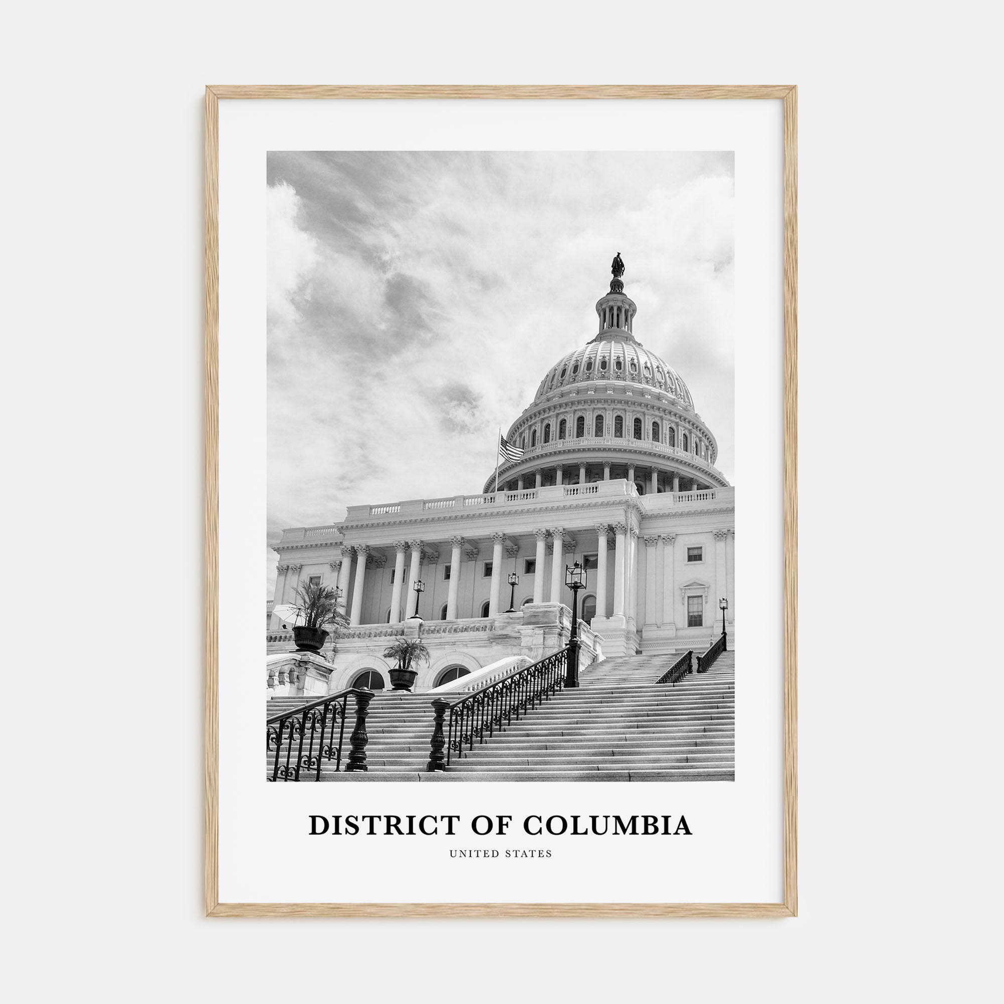 District of Columbia Portrait B&W Poster