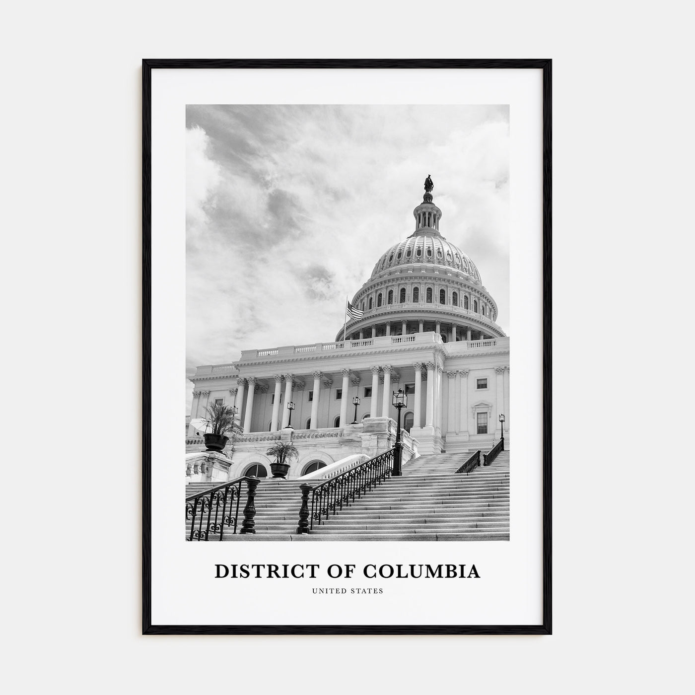 District of Columbia Portrait B&W Poster