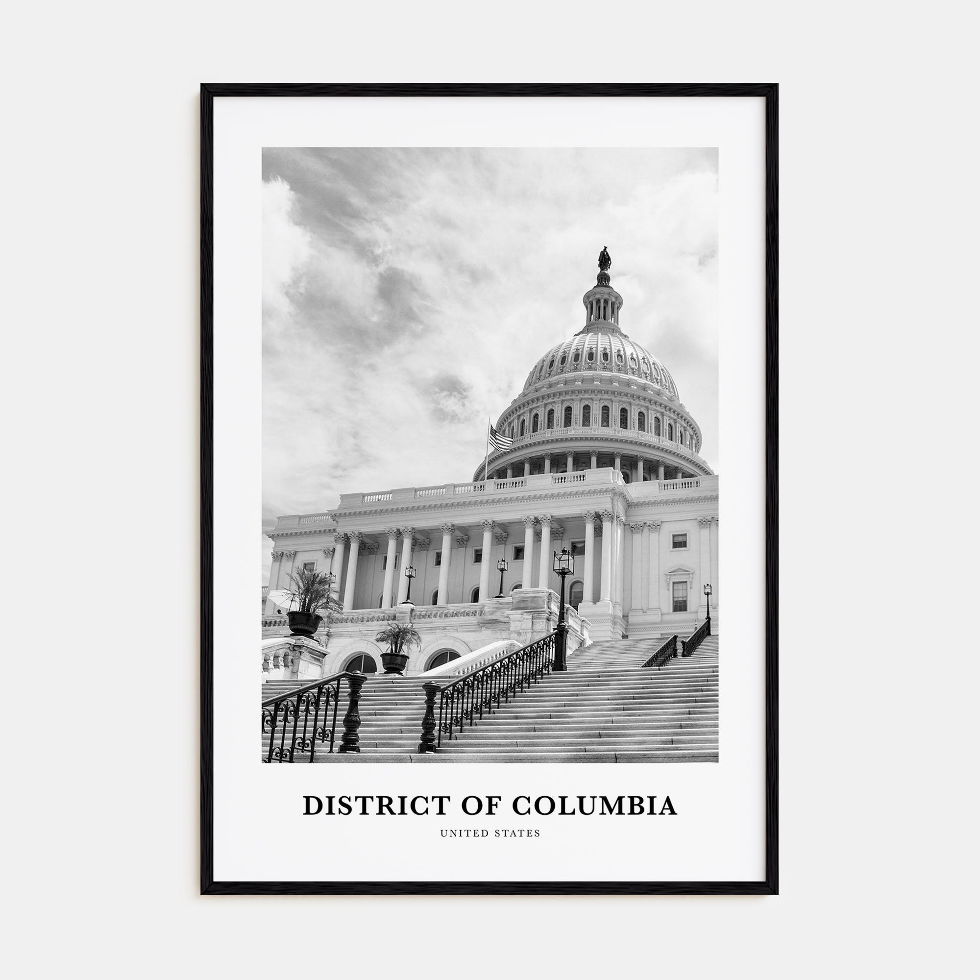 District of Columbia Portrait B&W Poster