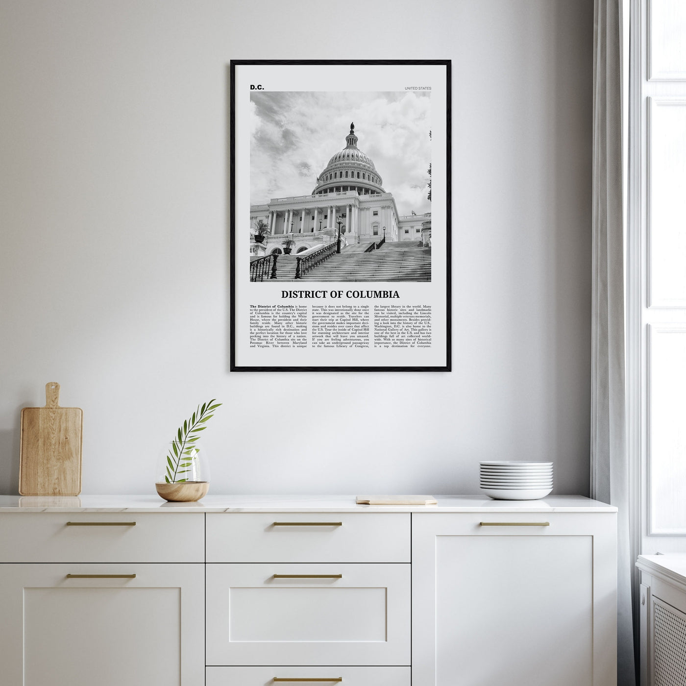 District of Columbia Travel B&W Poster