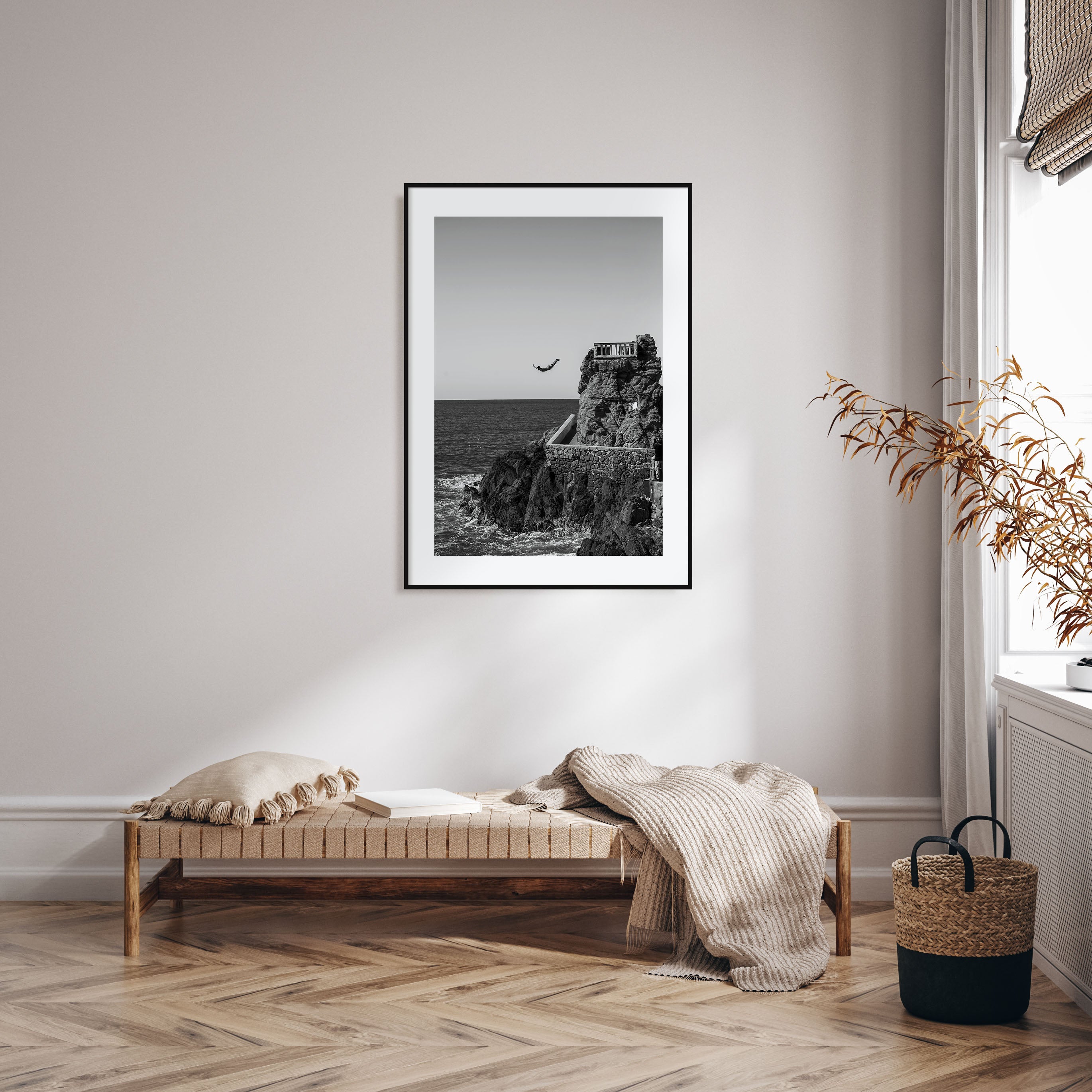 Diving Photo B&W Poster