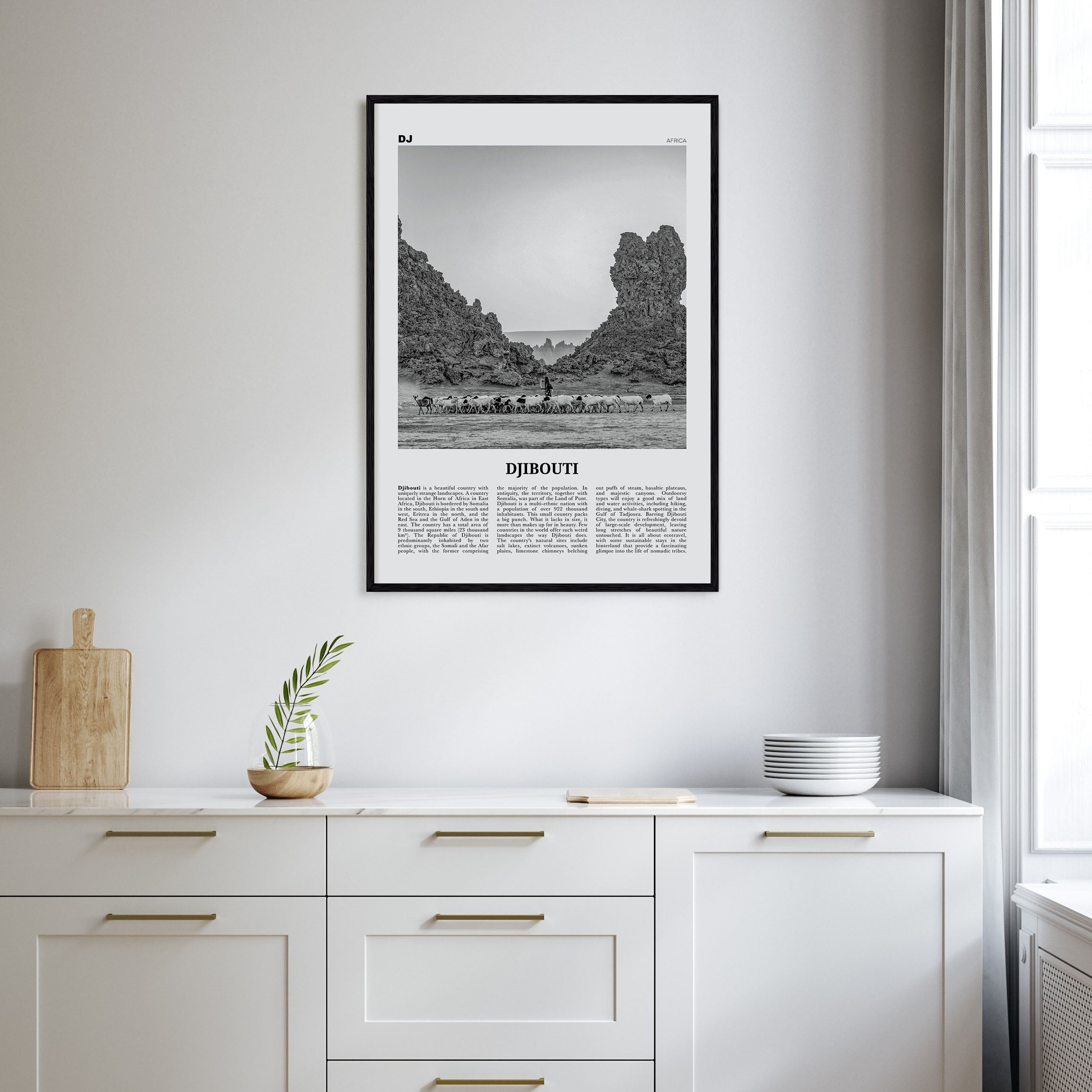 Djibouti Travel B&W Poster
