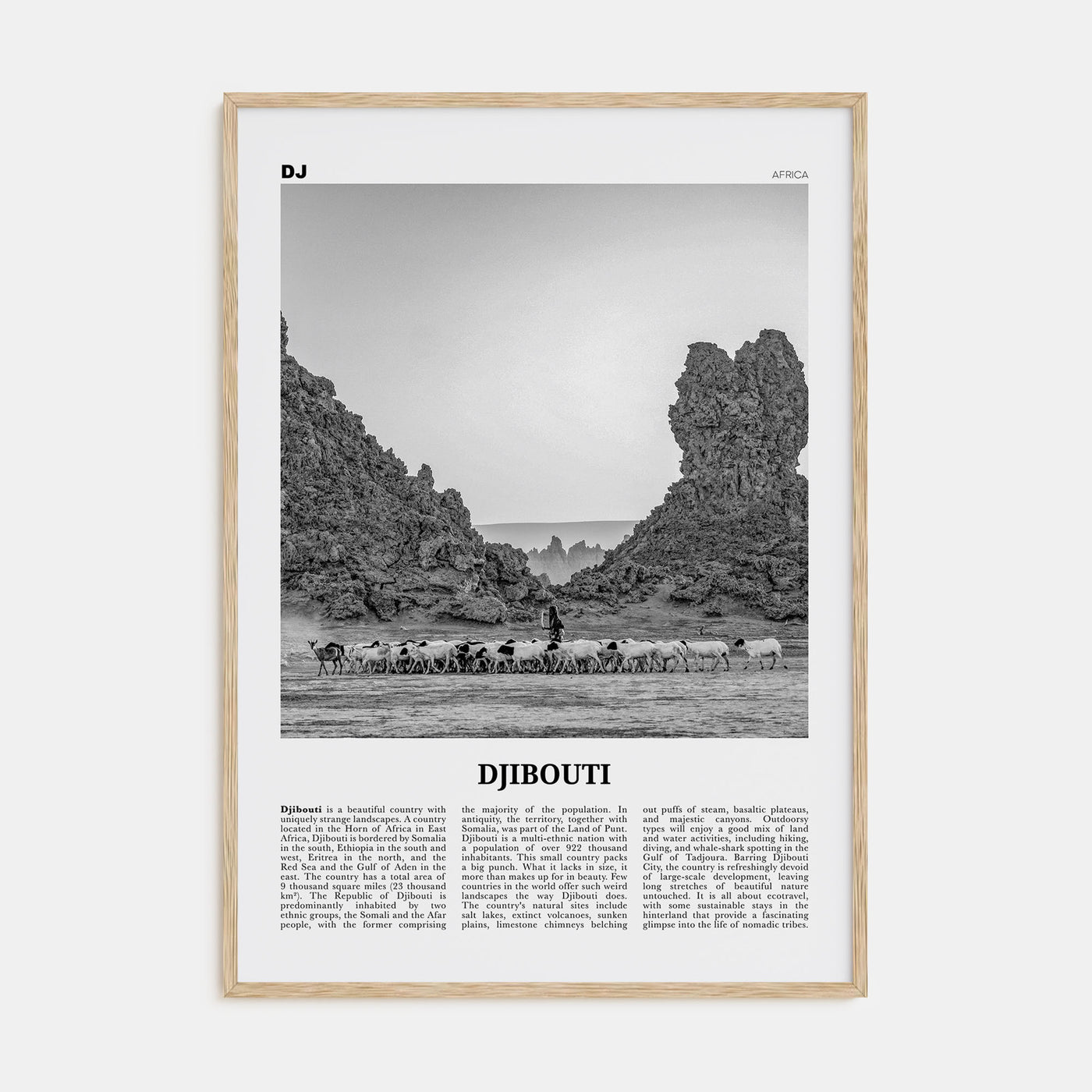 Djibouti Travel B&W Poster