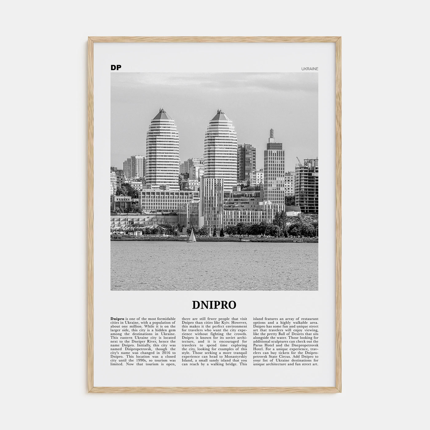 Dnipro Travel B&W Poster