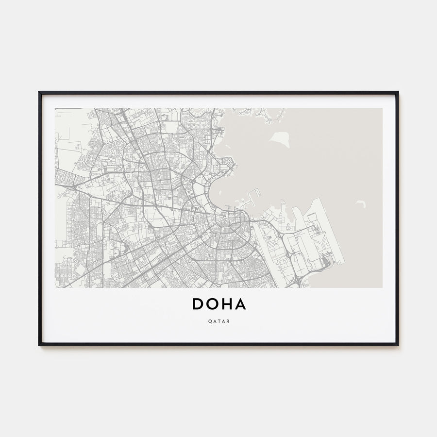 Doha Map Landscape Poster