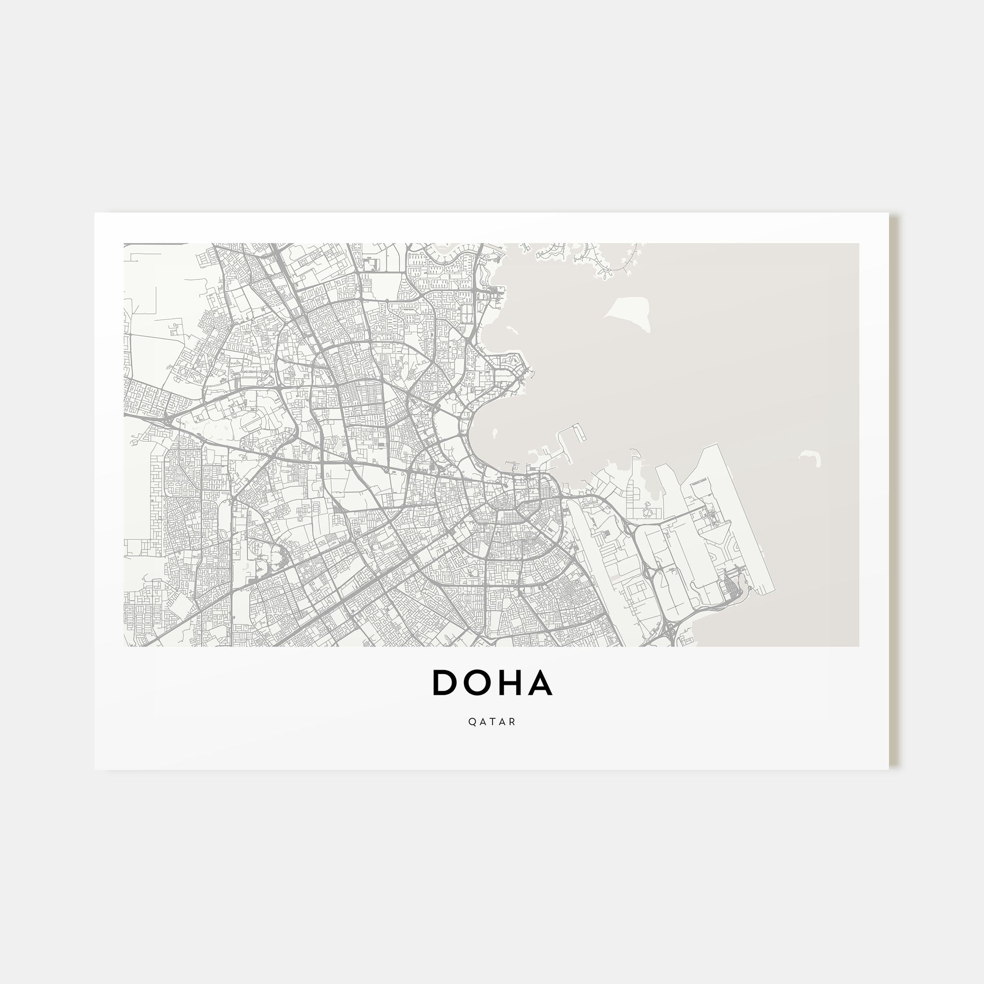 Doha Map Landscape Poster