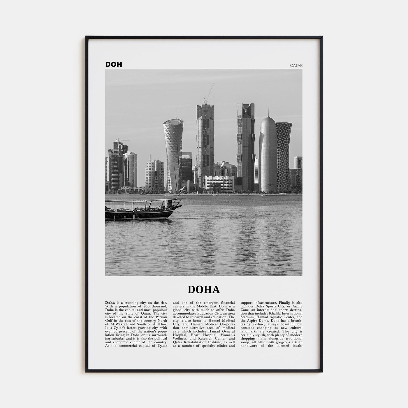 Doha Travel B&W Poster