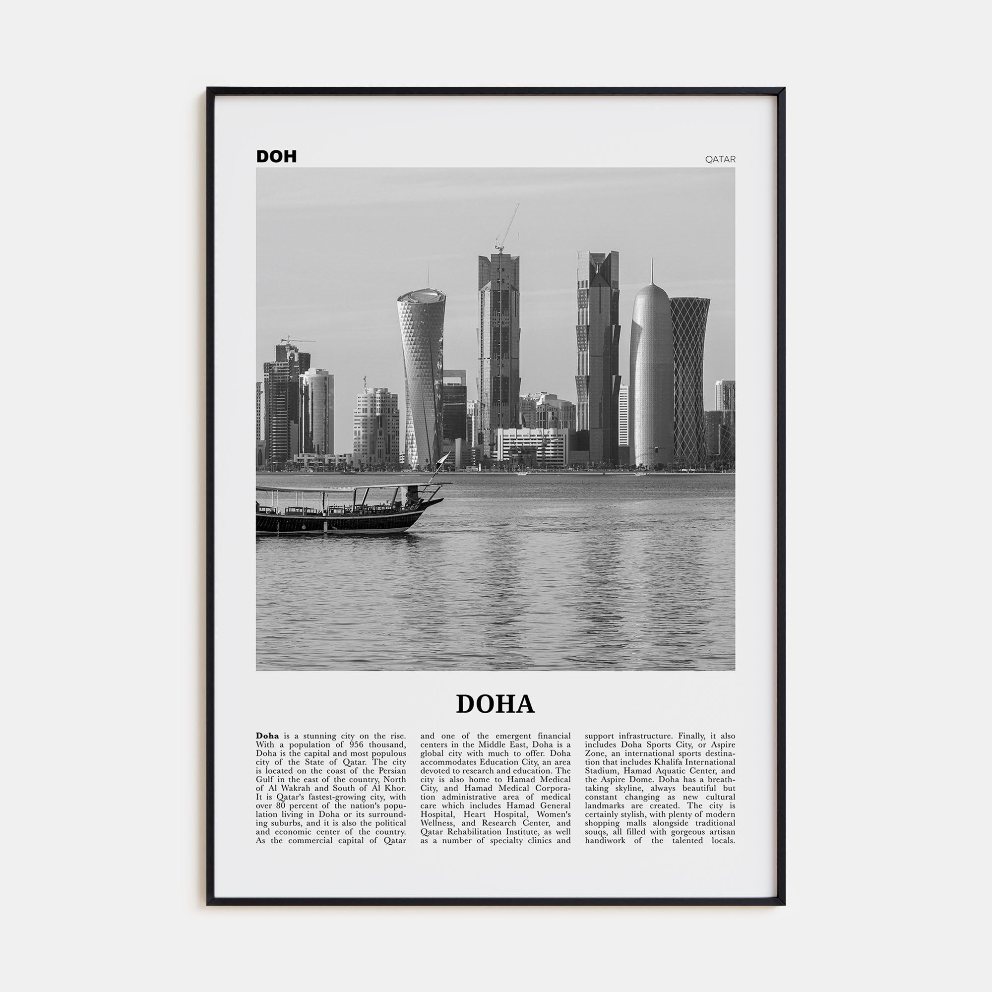 Doha Travel B&W Poster