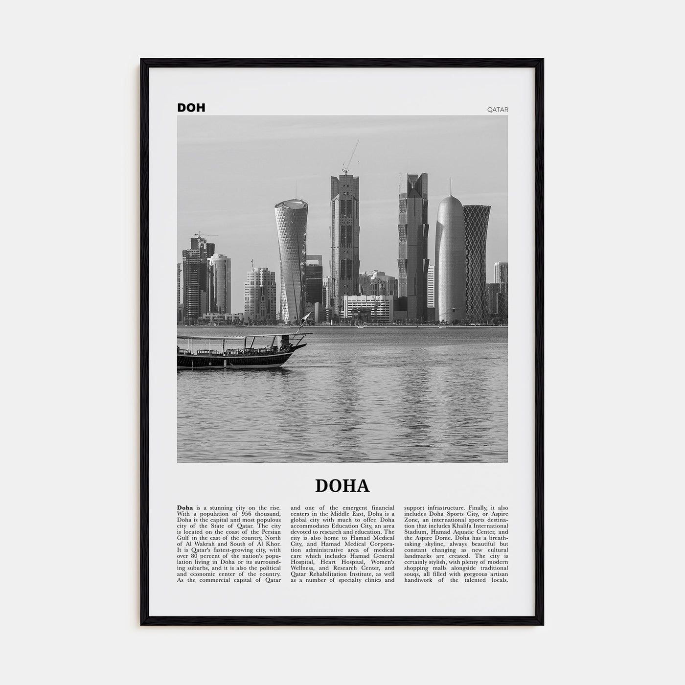 Doha Travel B&W Poster