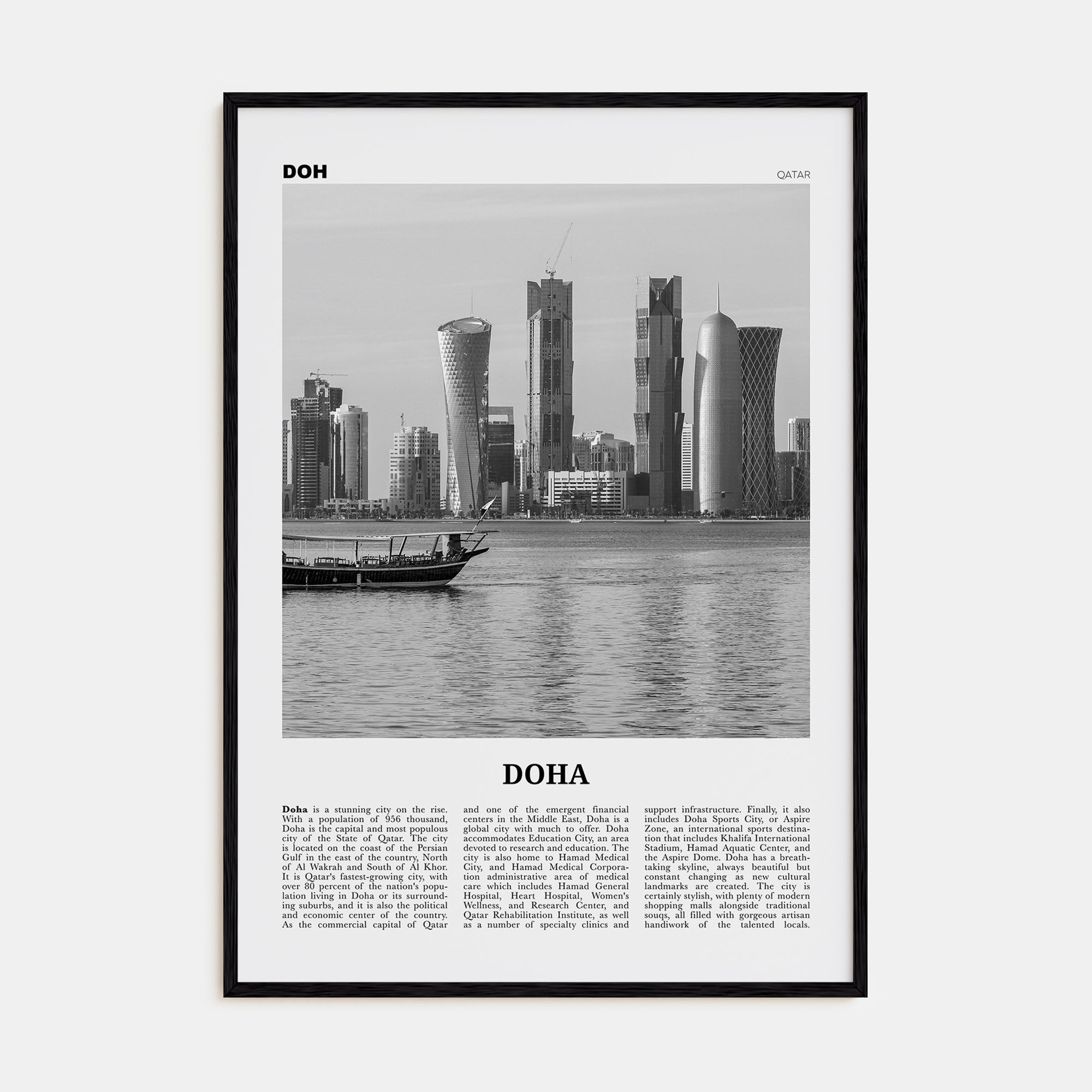 Doha Travel B&W Poster