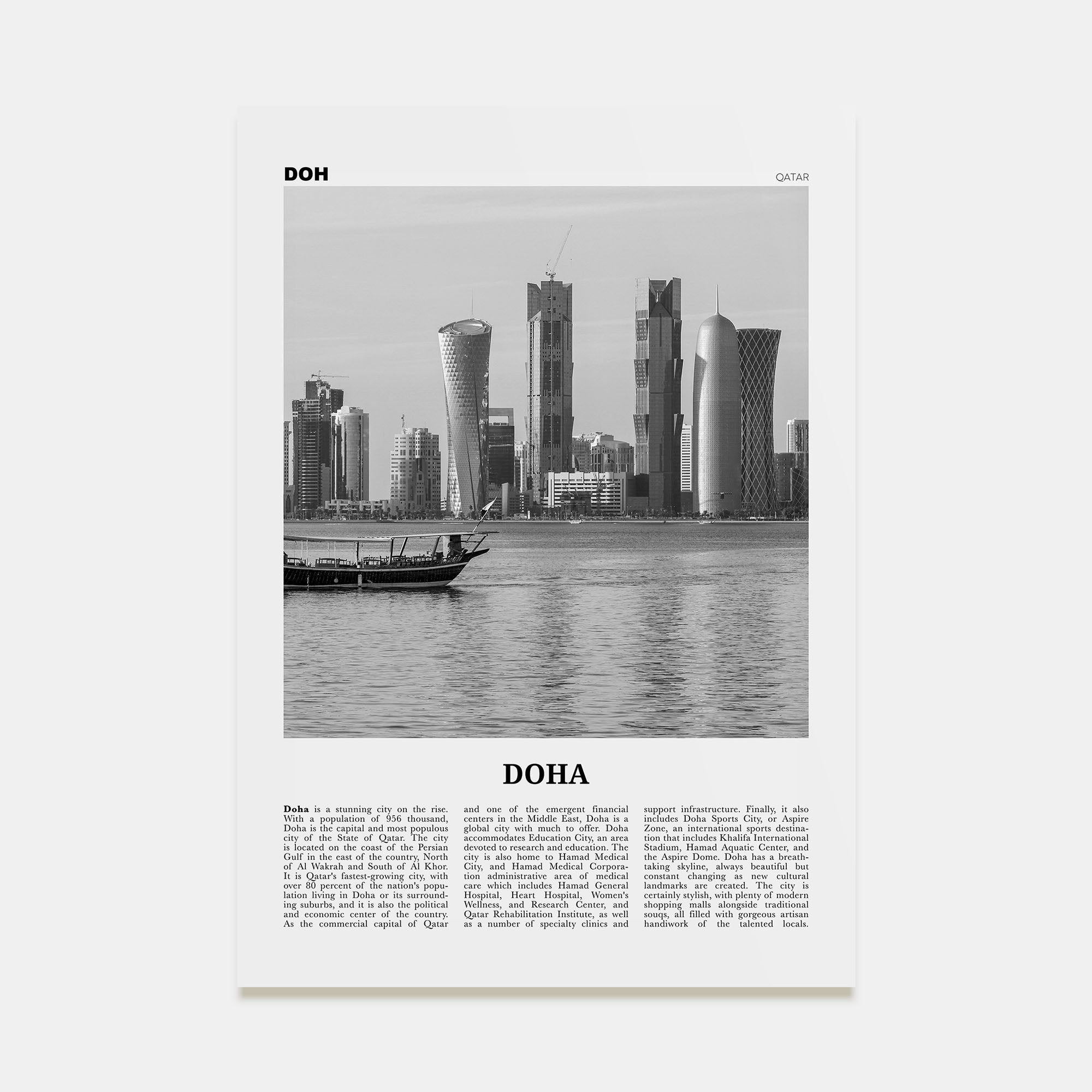 Doha Travel B&W Poster