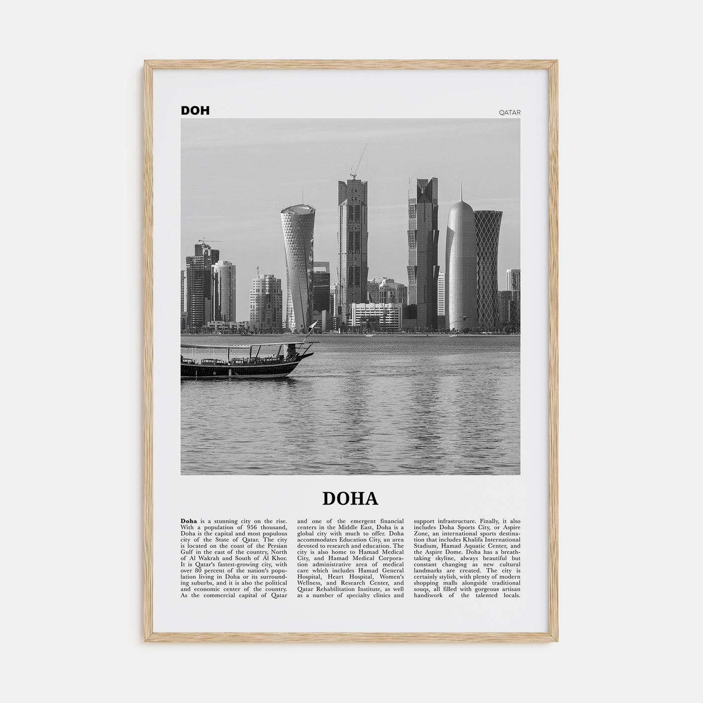 Doha Travel B&W Poster