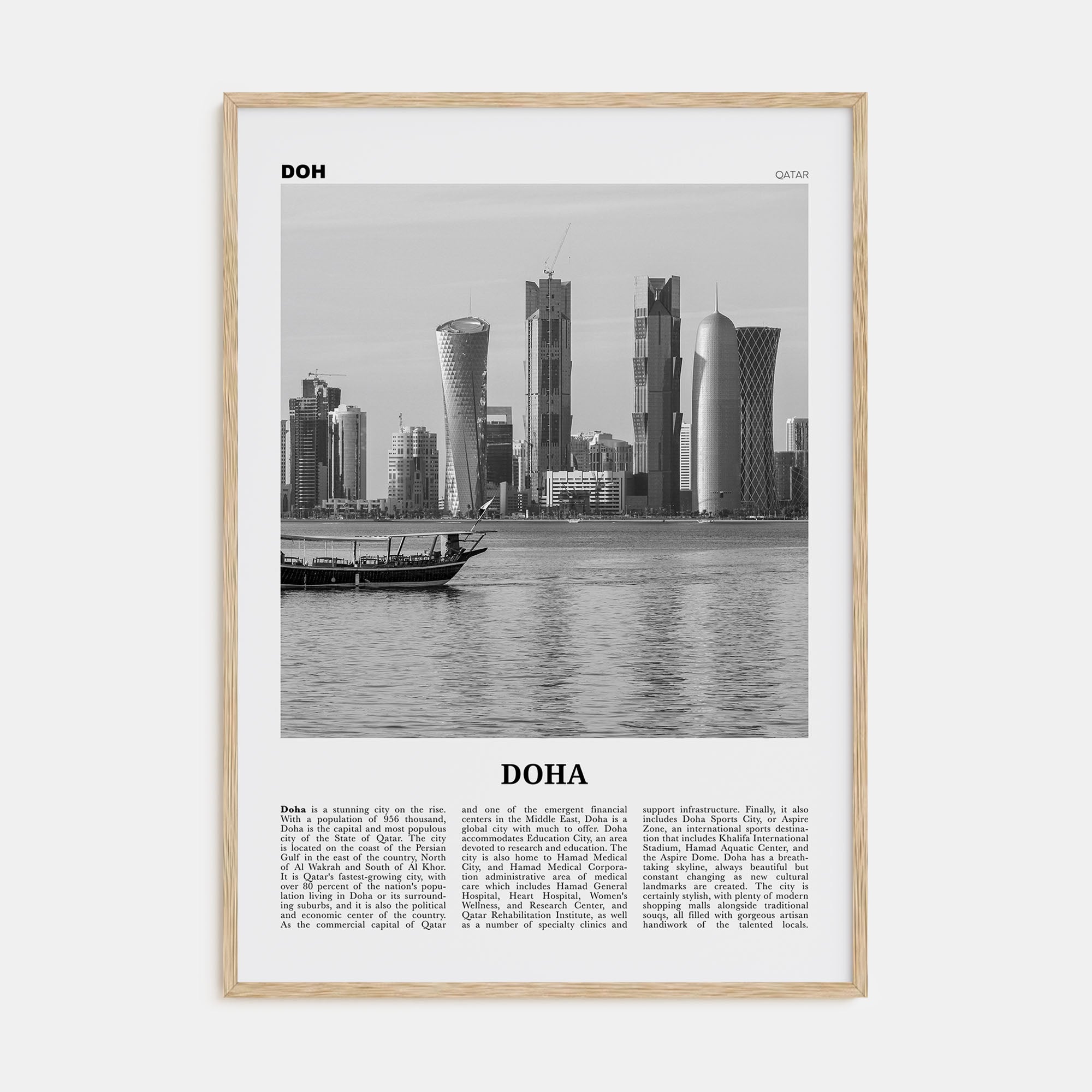 Doha Travel B&W Poster
