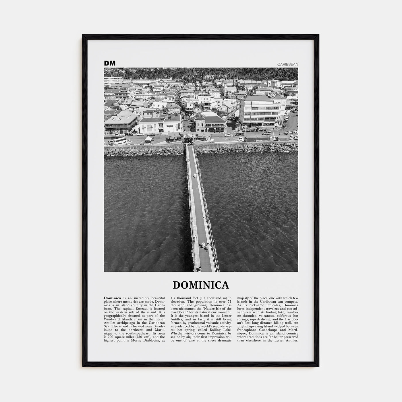 Dominica Travel B&W Poster