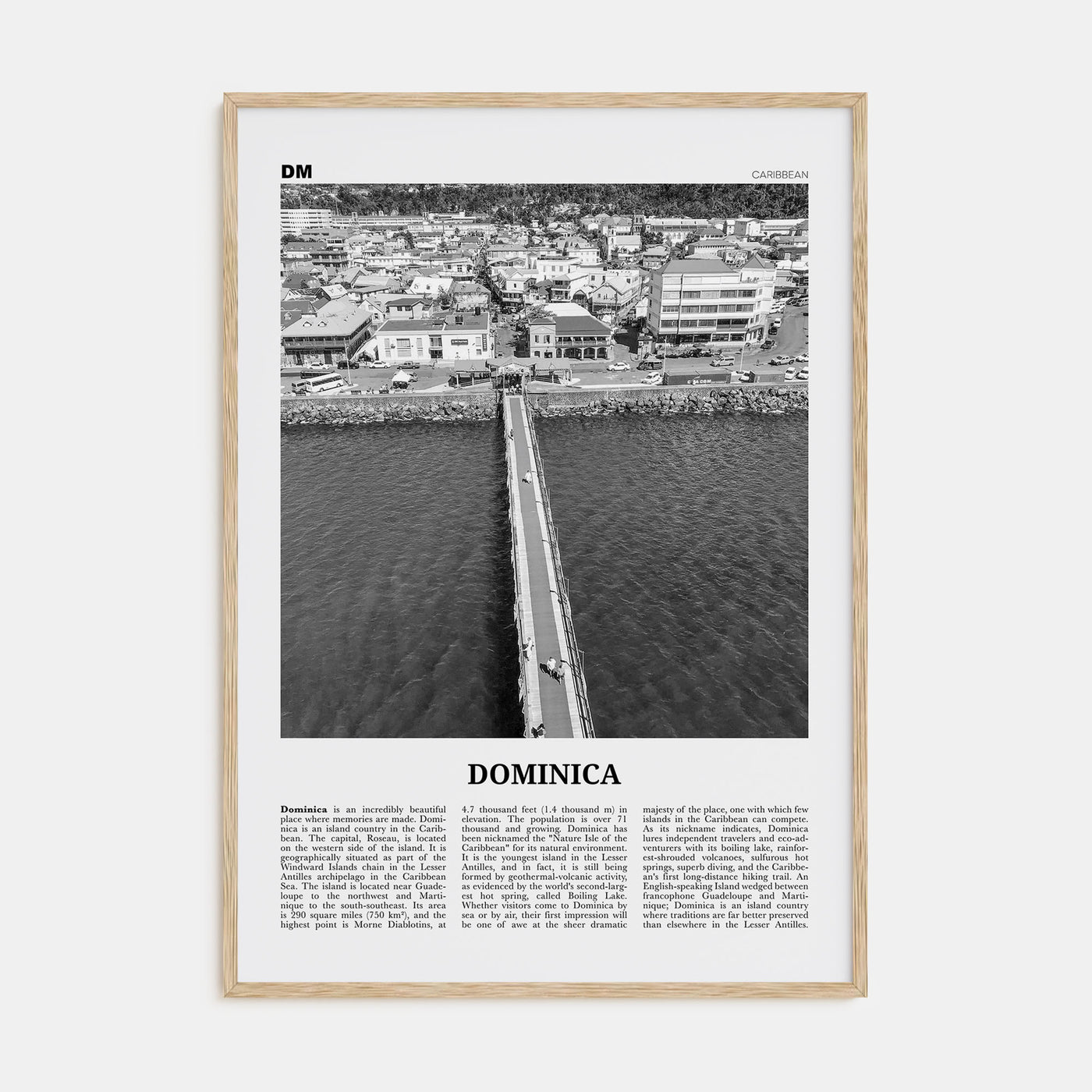 Dominica Travel B&W Poster