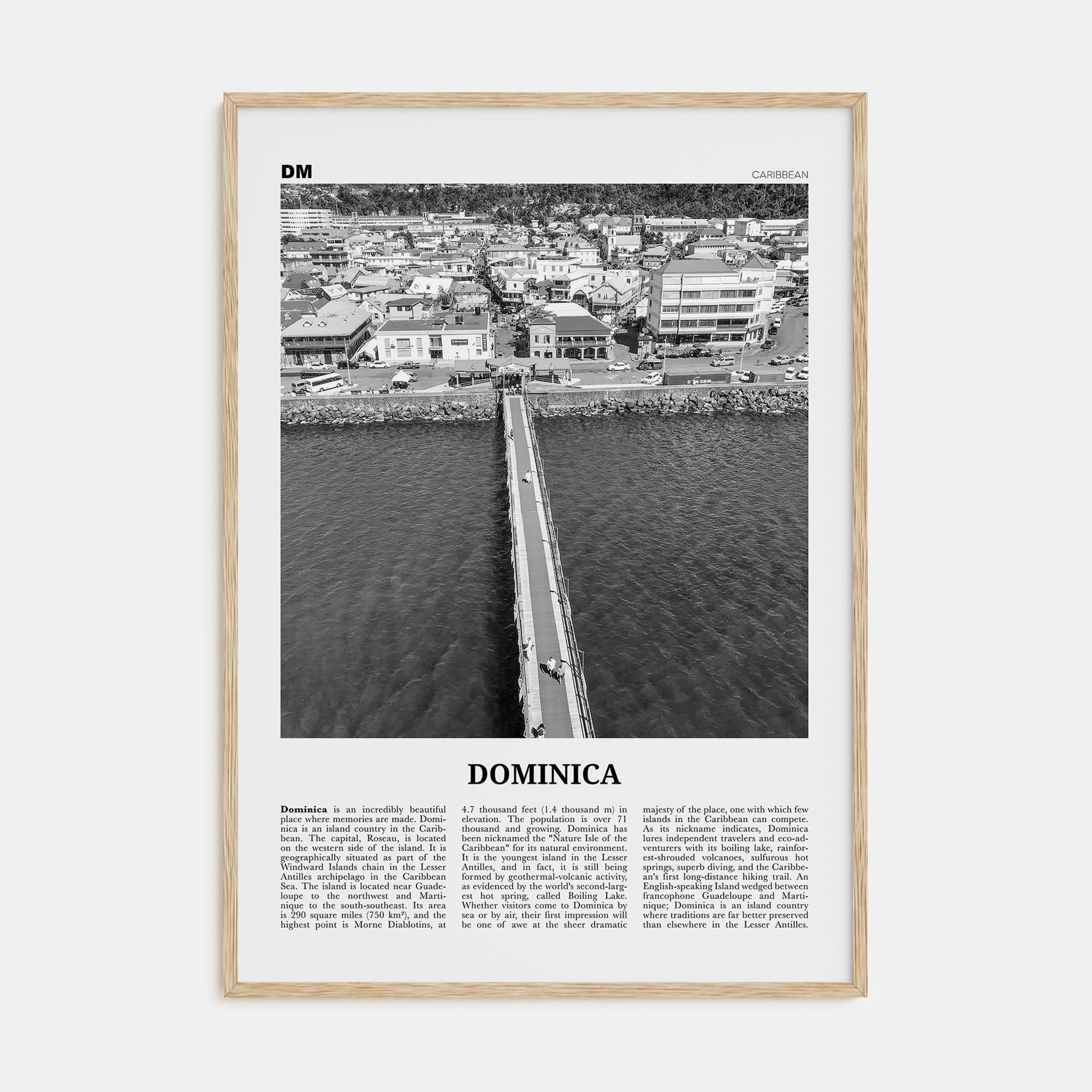 Dominica Travel B&W Poster