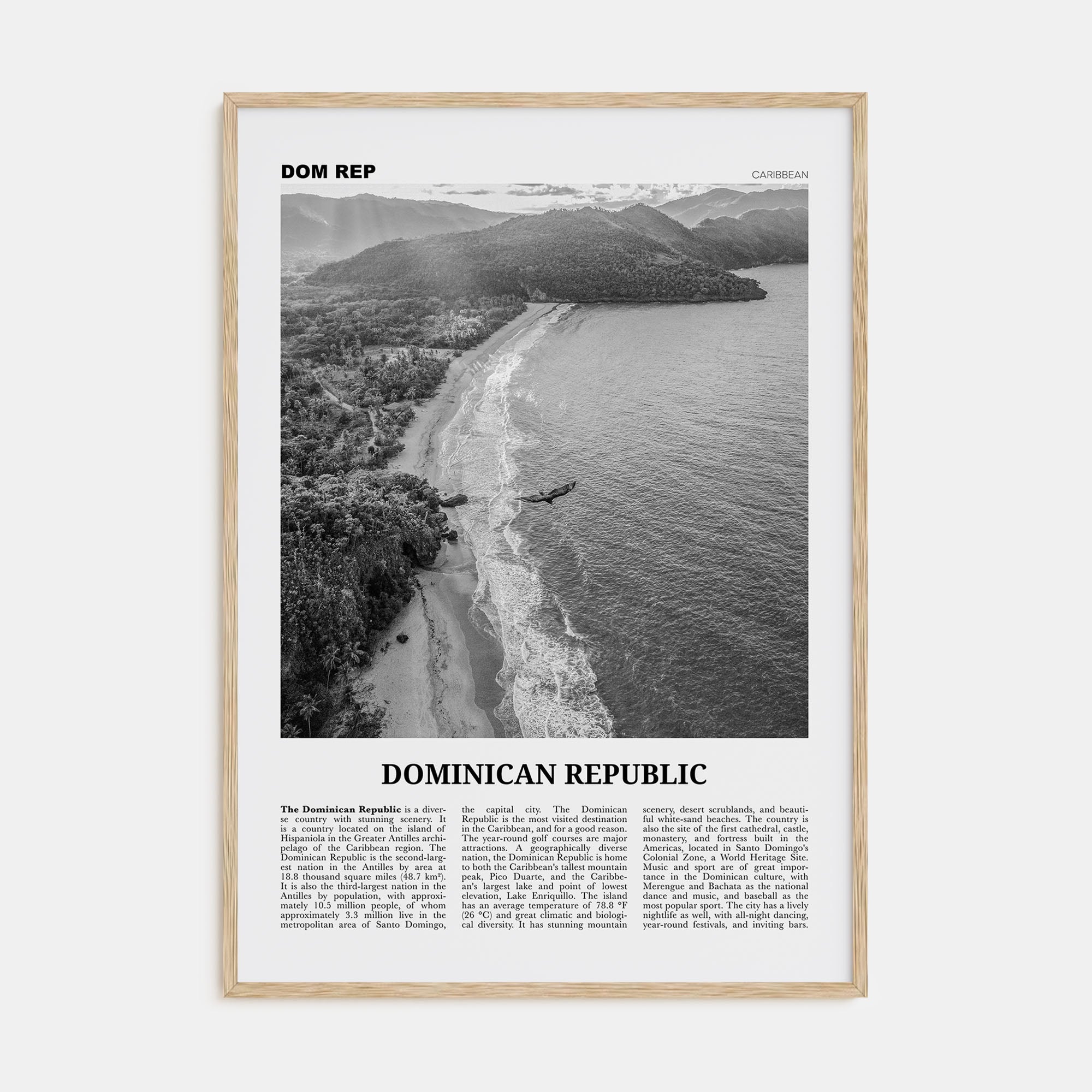 Dominican Republic Travel B&W No 3 Poster