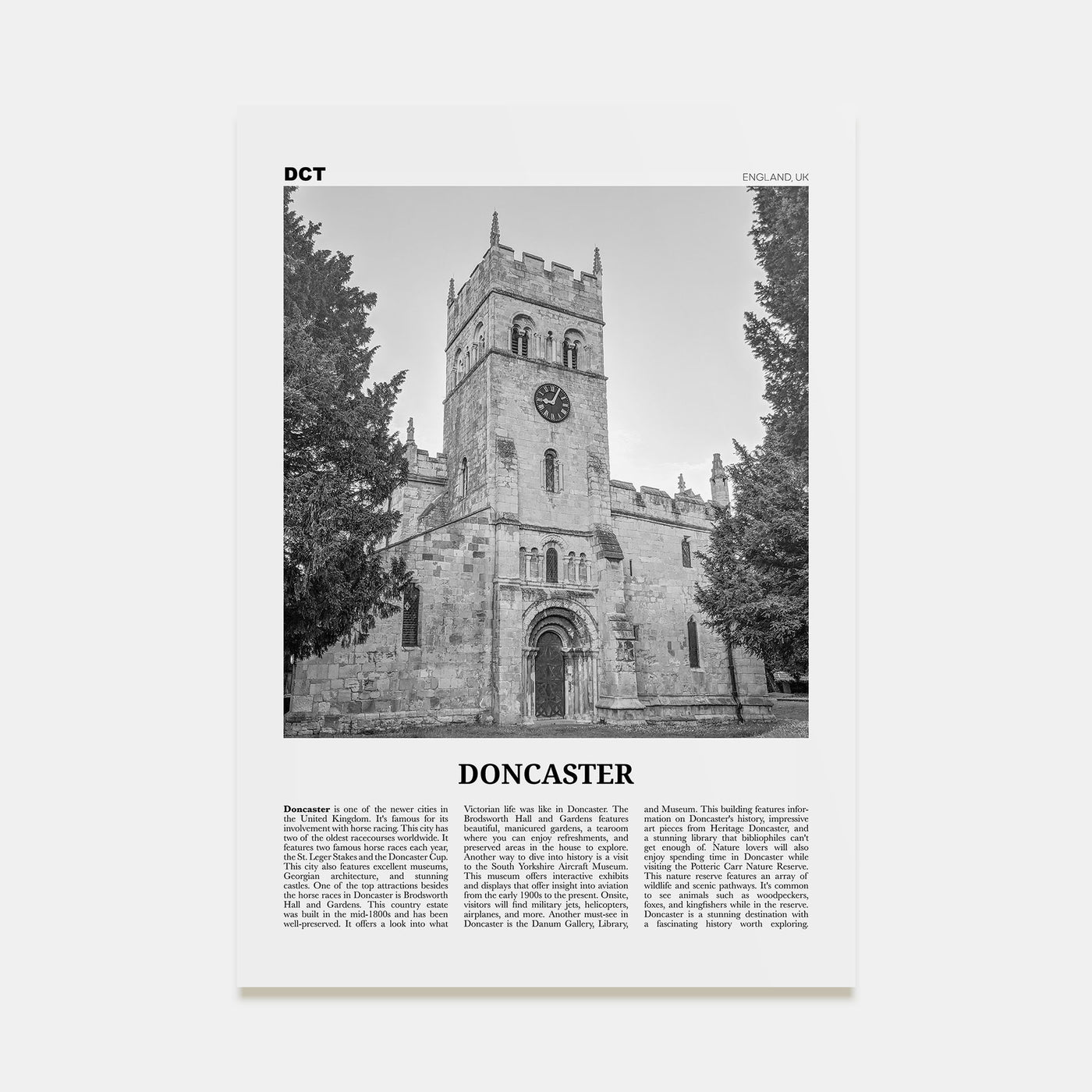 Doncaster Travel B&W Poster