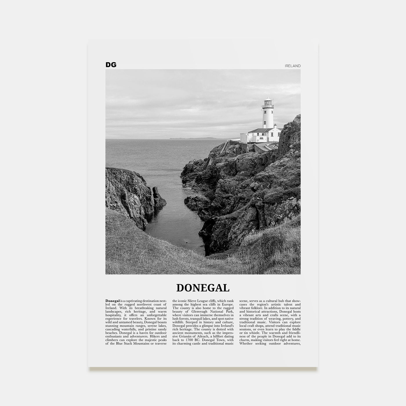 Donegal Travel B&W Poster