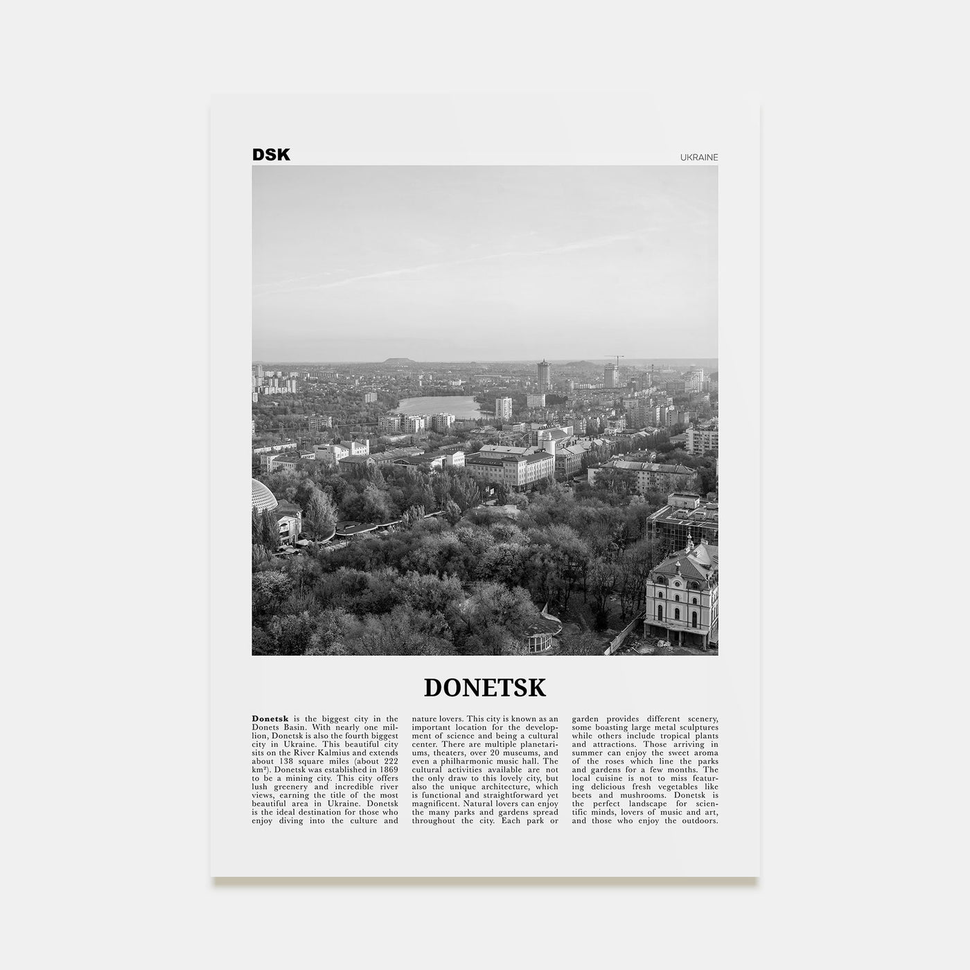 Donetsk Travel B&W Poster