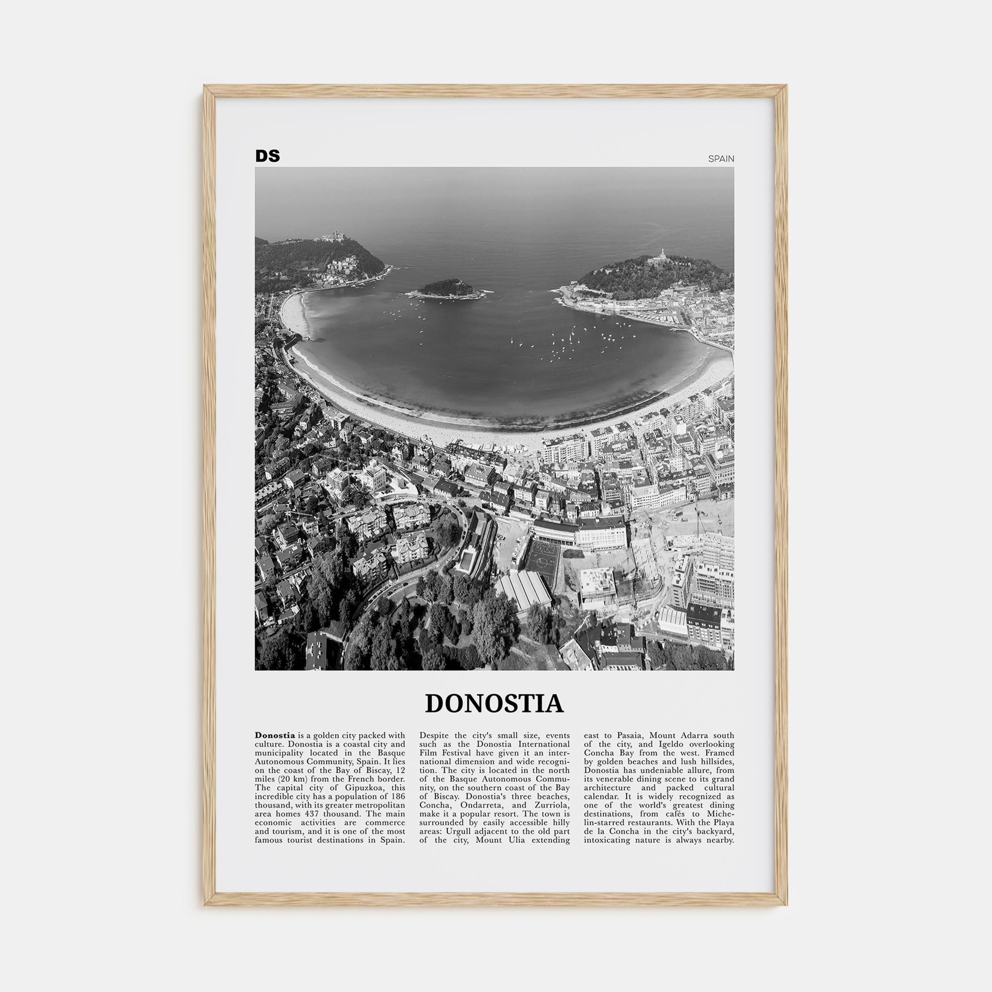 Donostia Travel B&W Poster