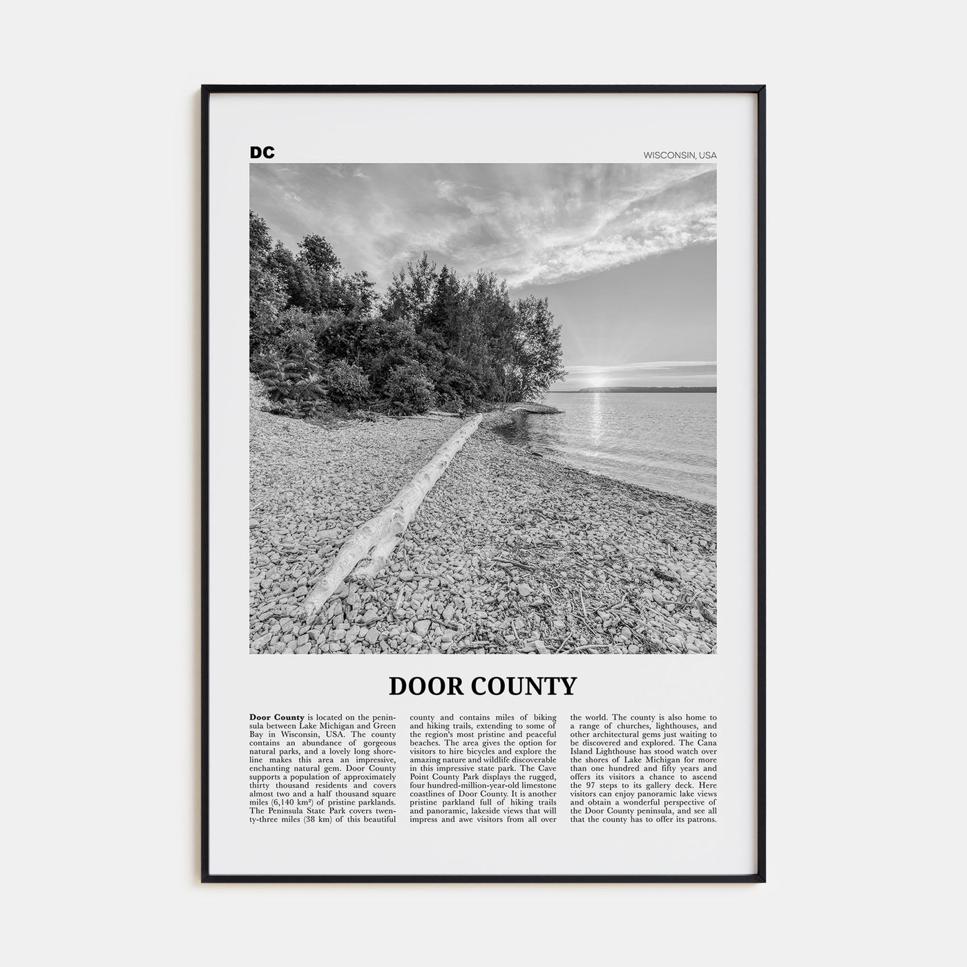 Door County Travel B&W Poster