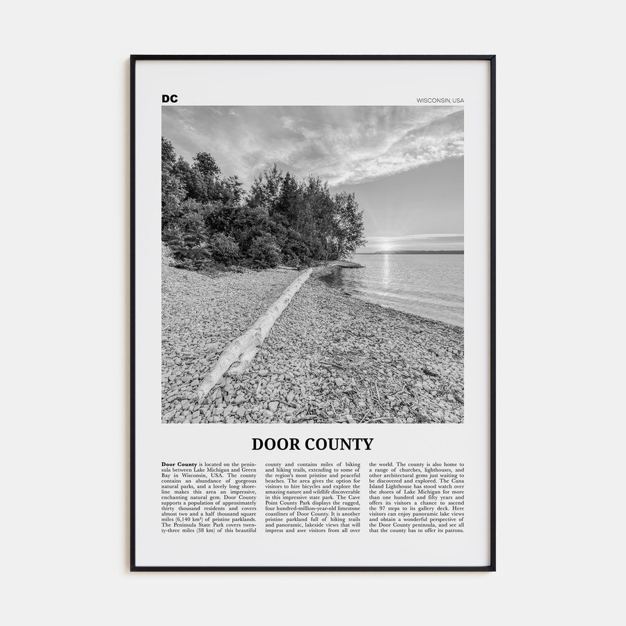 Door County Travel B&W Poster