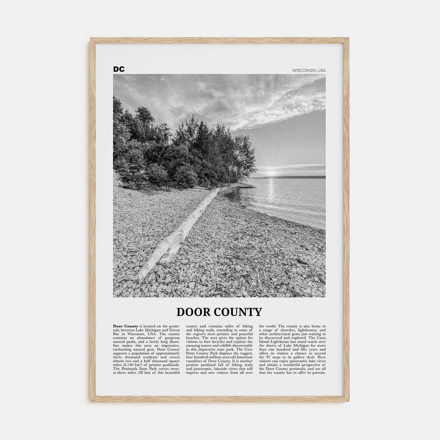Door County Travel B&W Poster