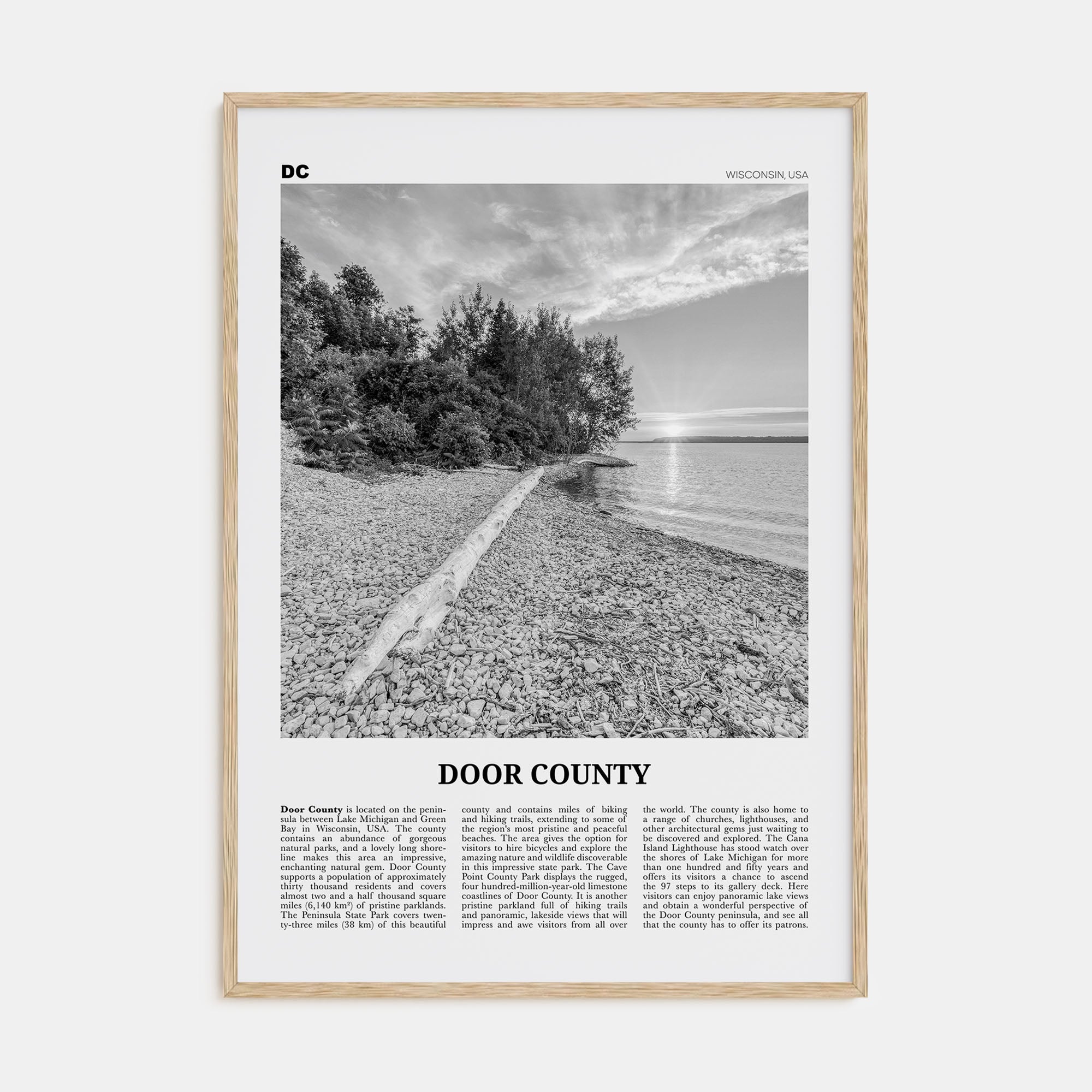 Door County Travel B&W Poster