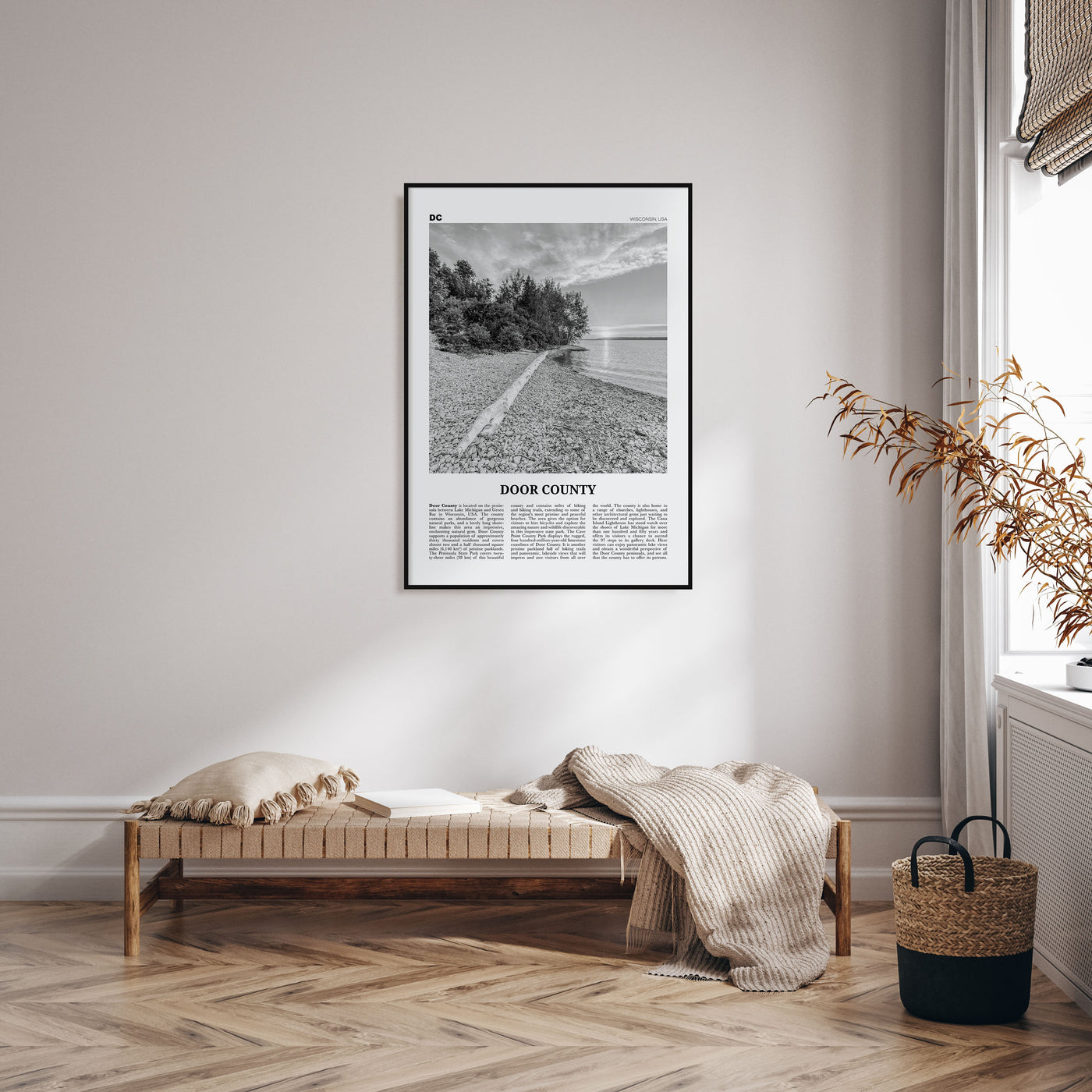 Door County Travel B&W Poster