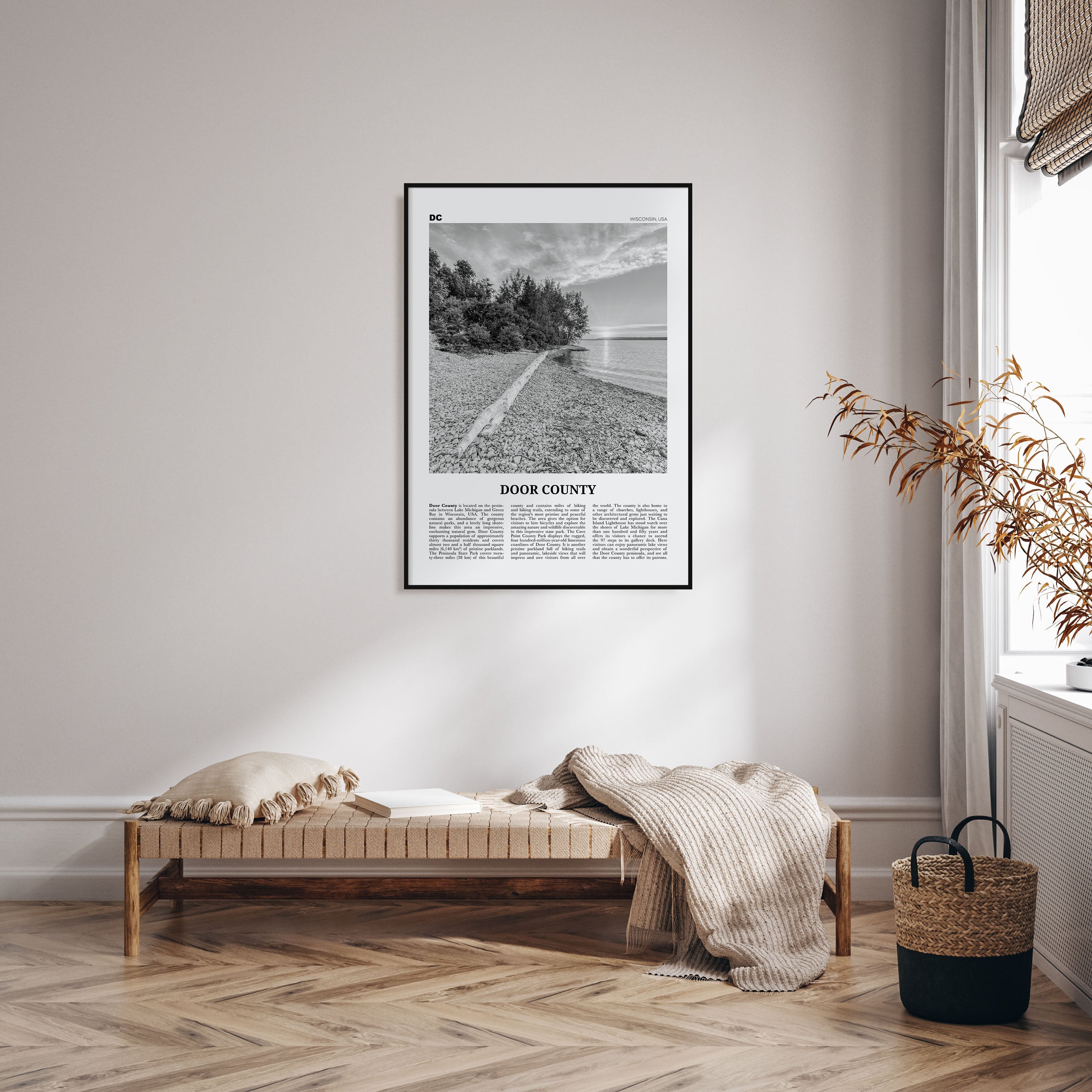 Door County Travel B&W Poster