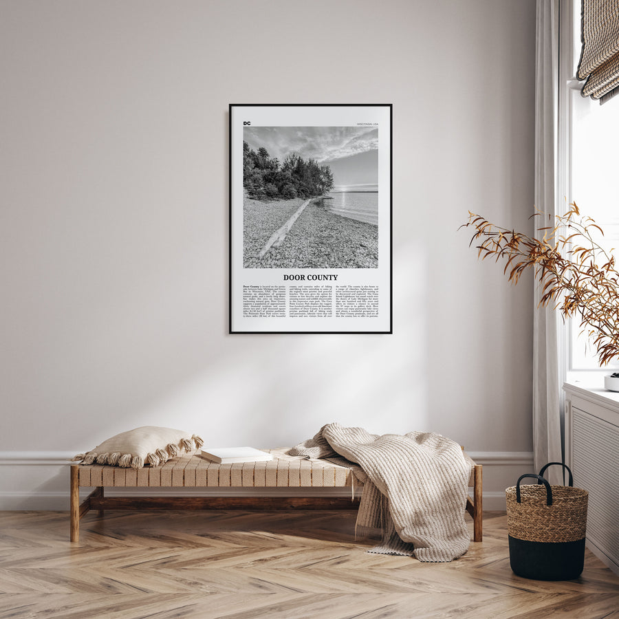 Door County Travel B&W Poster
