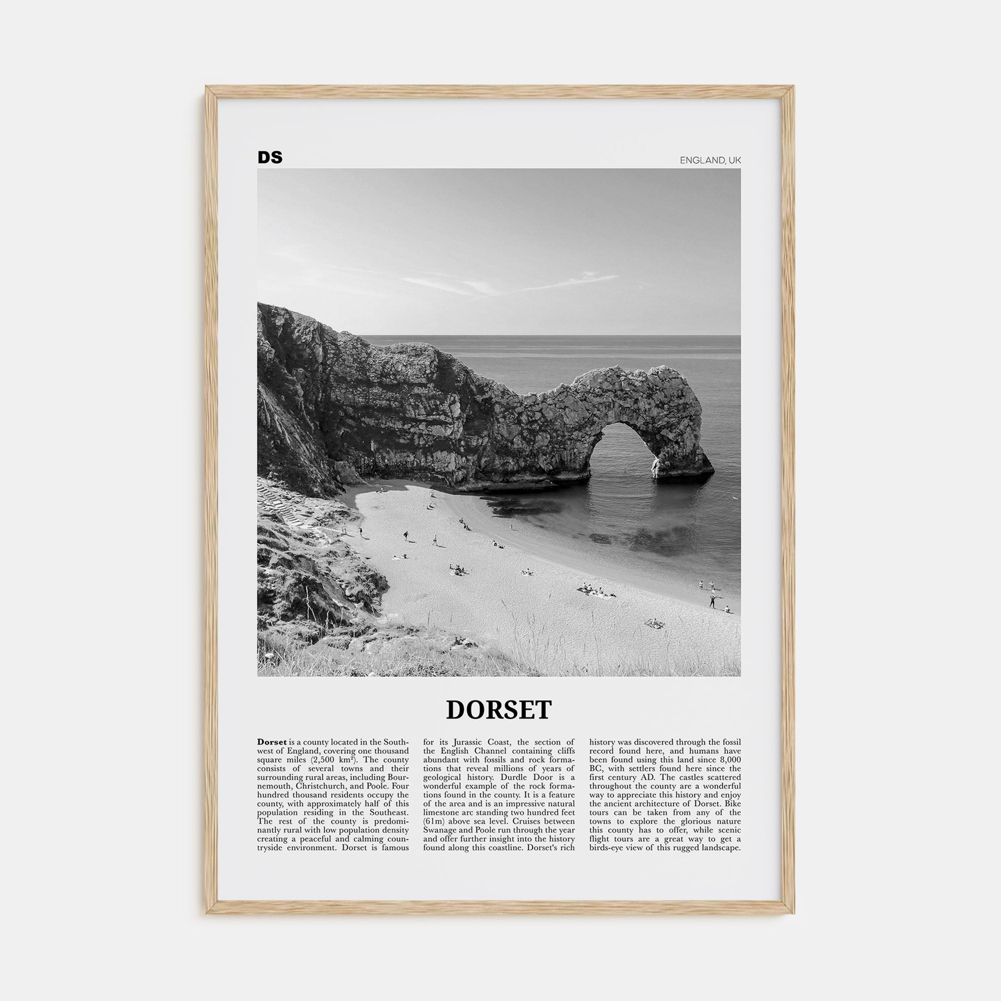 Dorset Travel B&W Poster