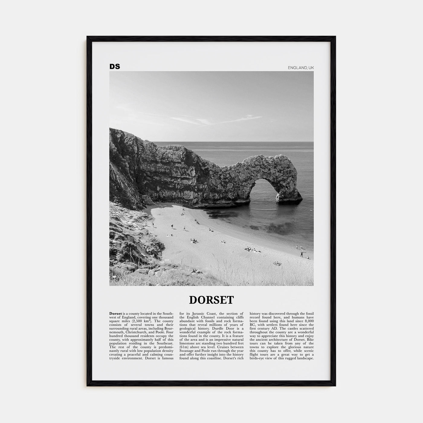 Dorset Travel B&W Poster