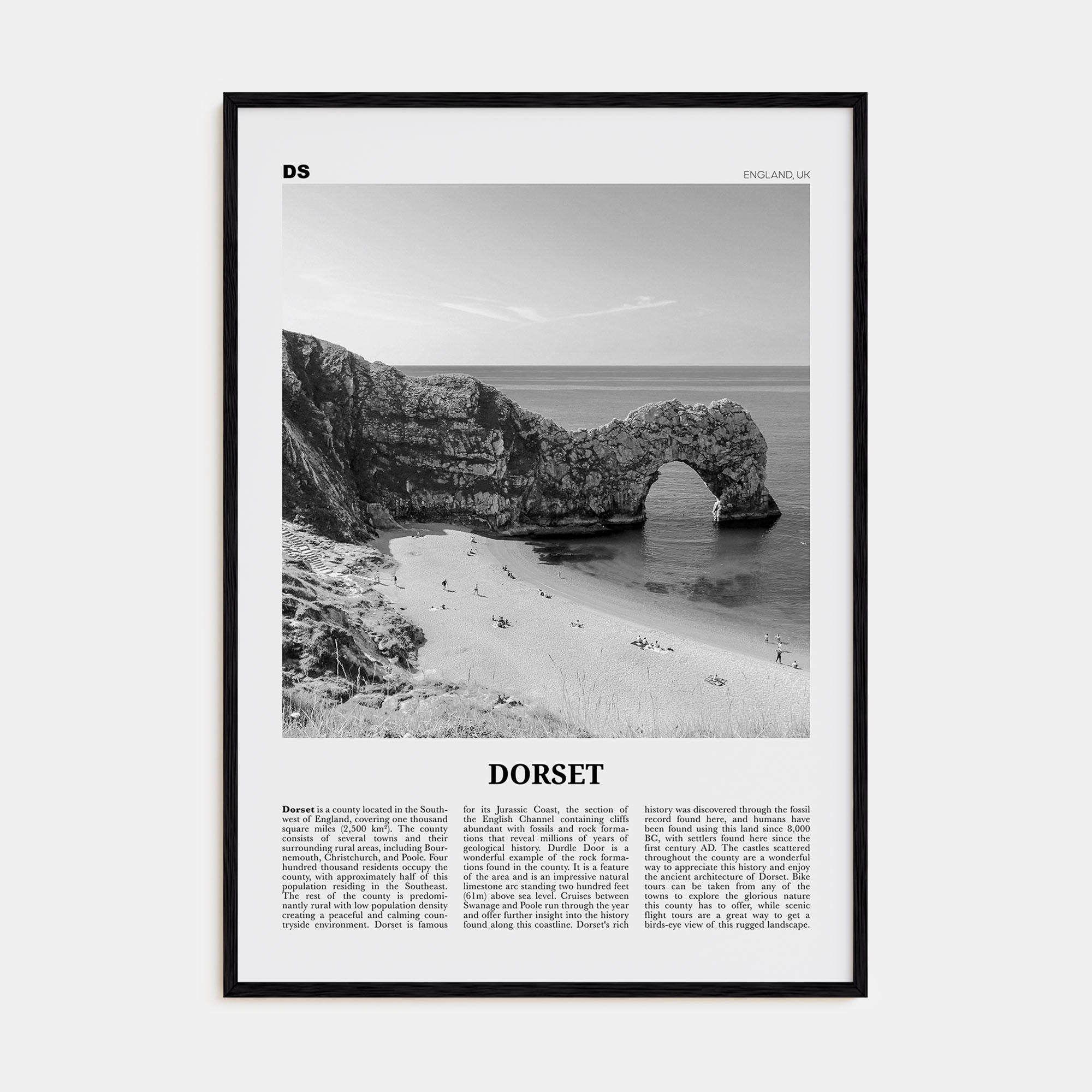 Dorset Travel B&W Poster