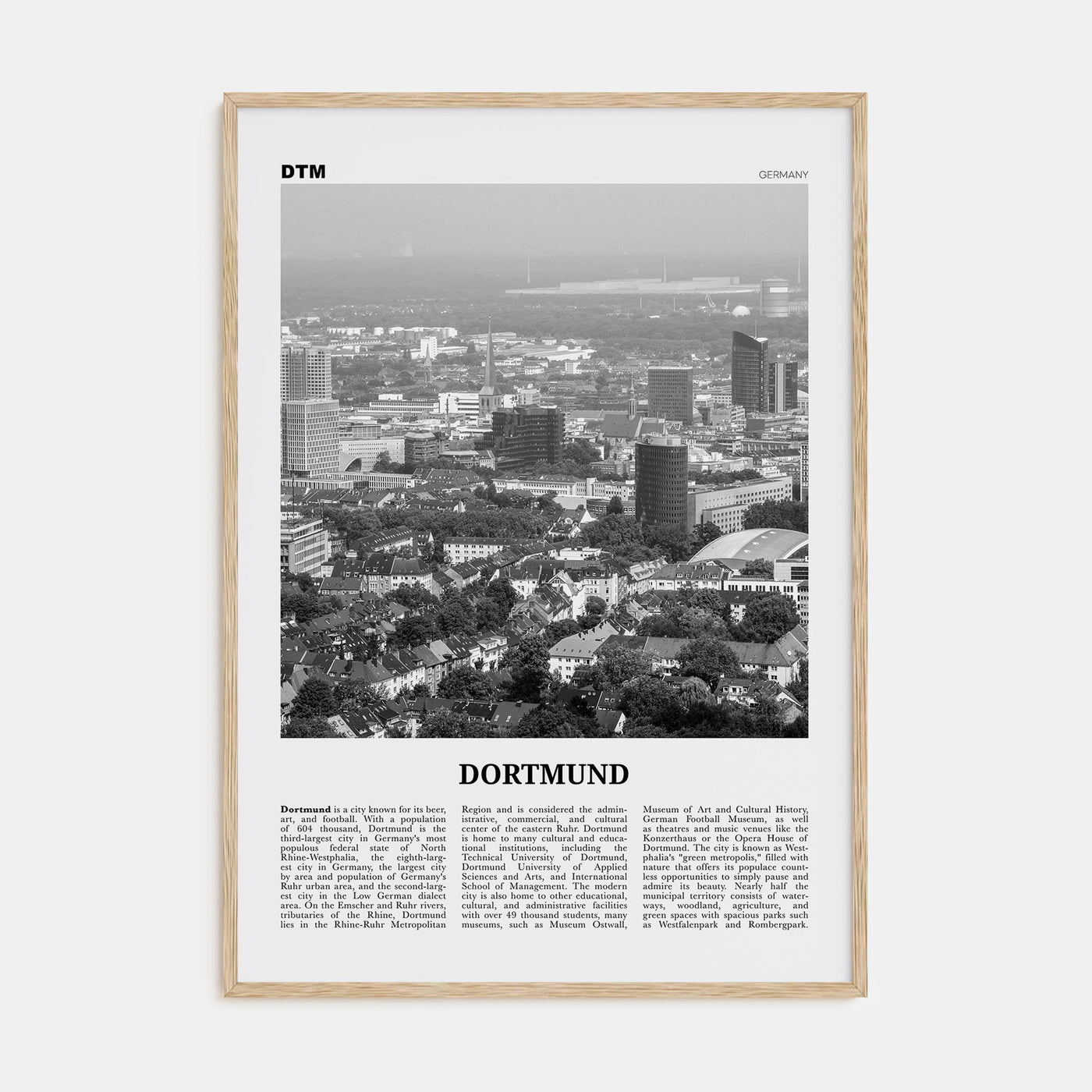 Dortmund Travel B&W Poster