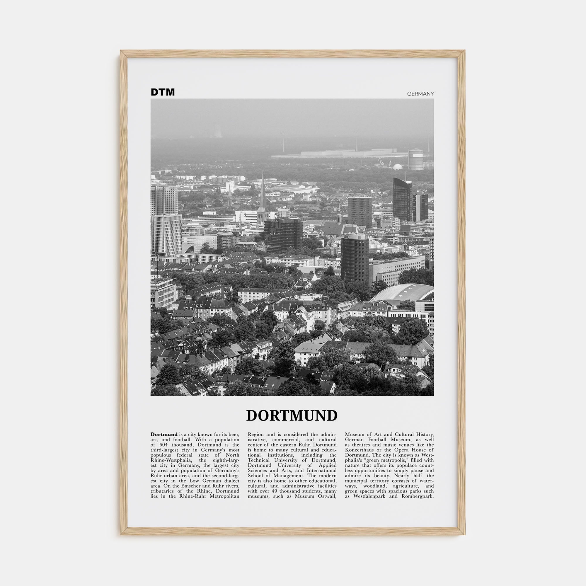 Dortmund Travel B&W Poster