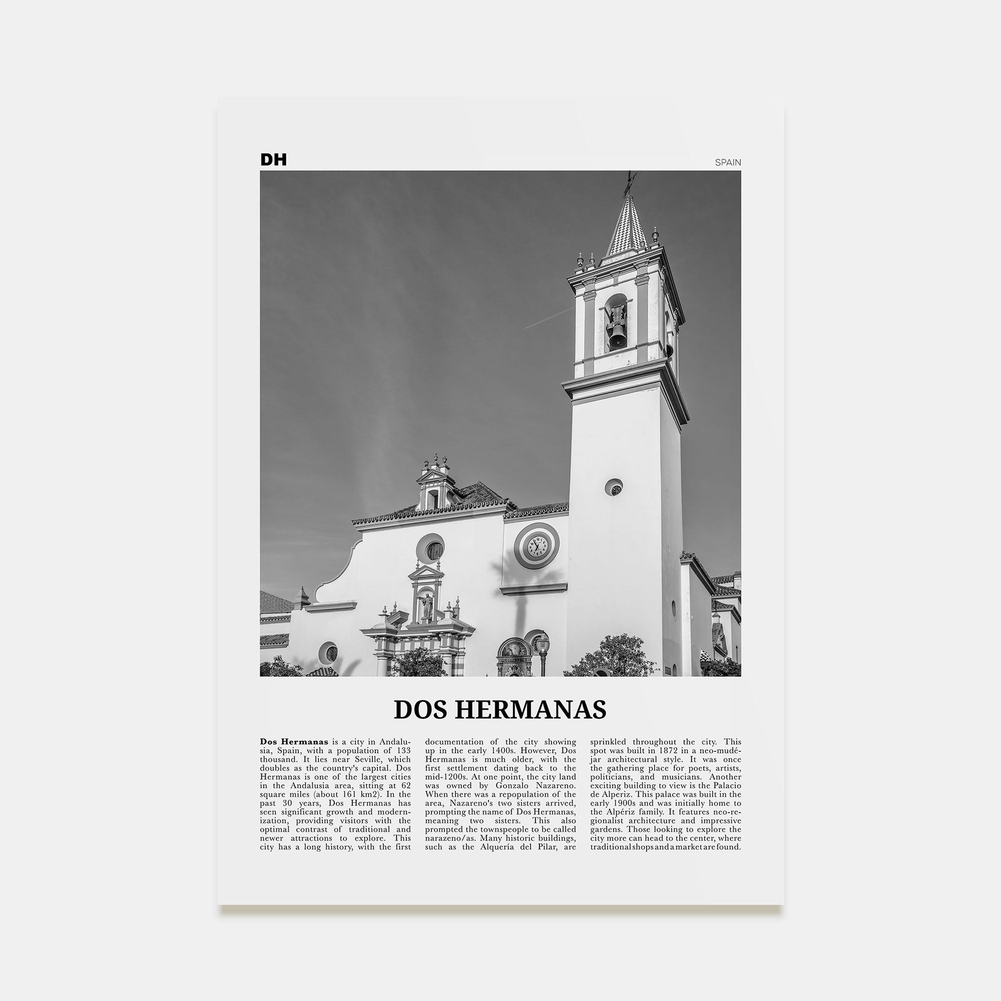 Dos Hermanas Travel B&W Poster