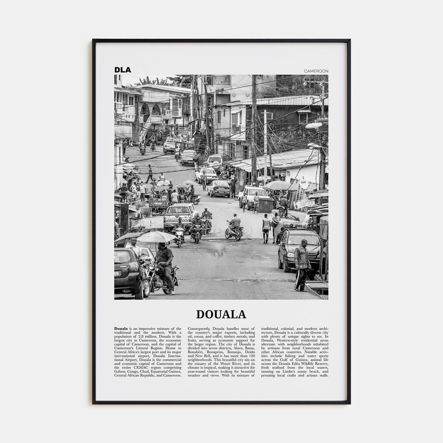 Douala Travel B&W Poster