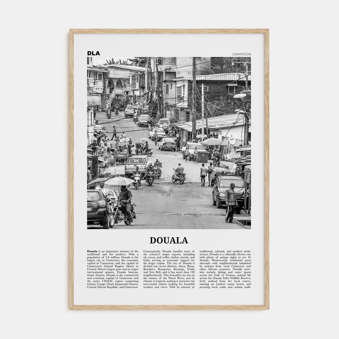 Douala Travel B&W Poster