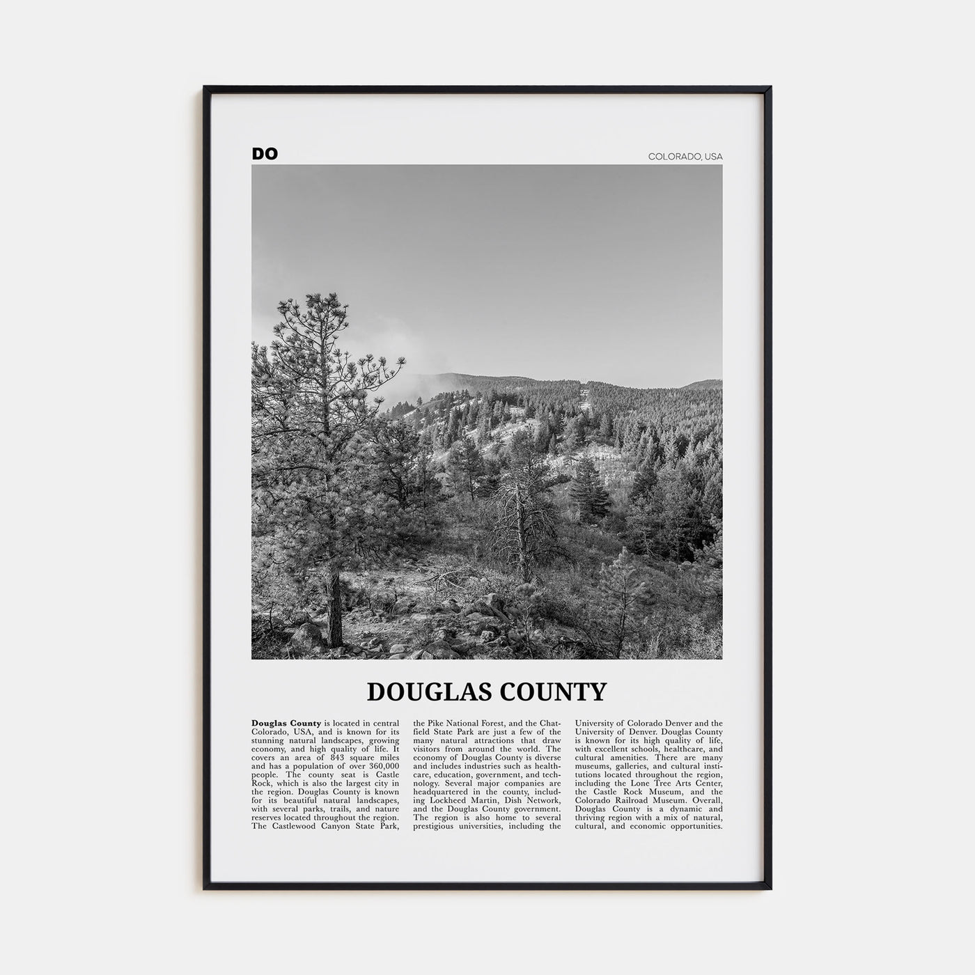 Douglas County Travel B&W Poster